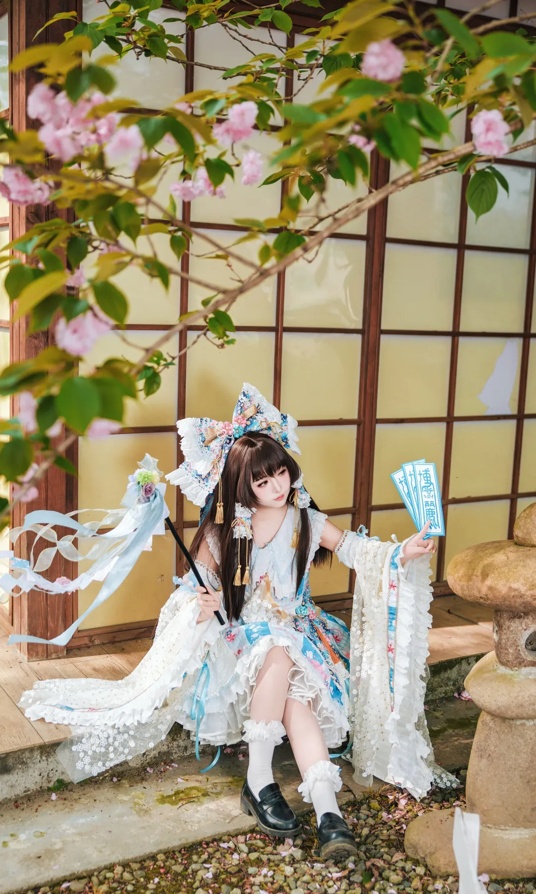 博丽灵梦cos, 东方project, 二次元cosplay, 青灵梦, 和风洛丽塔 - 第5张