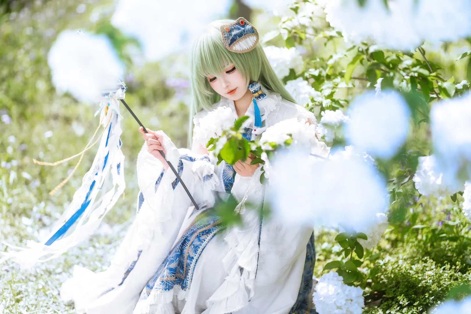 cosplay, 东方project, 白丝, 东风谷早苗cos, 户外人像 - 第2张