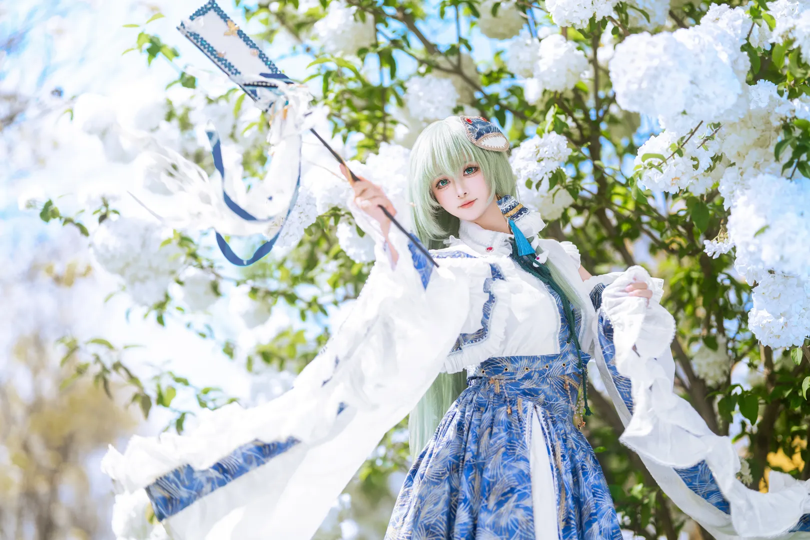 cosplay, 东方project, 白丝, 东风谷早苗cos, 户外人像 - 第4张