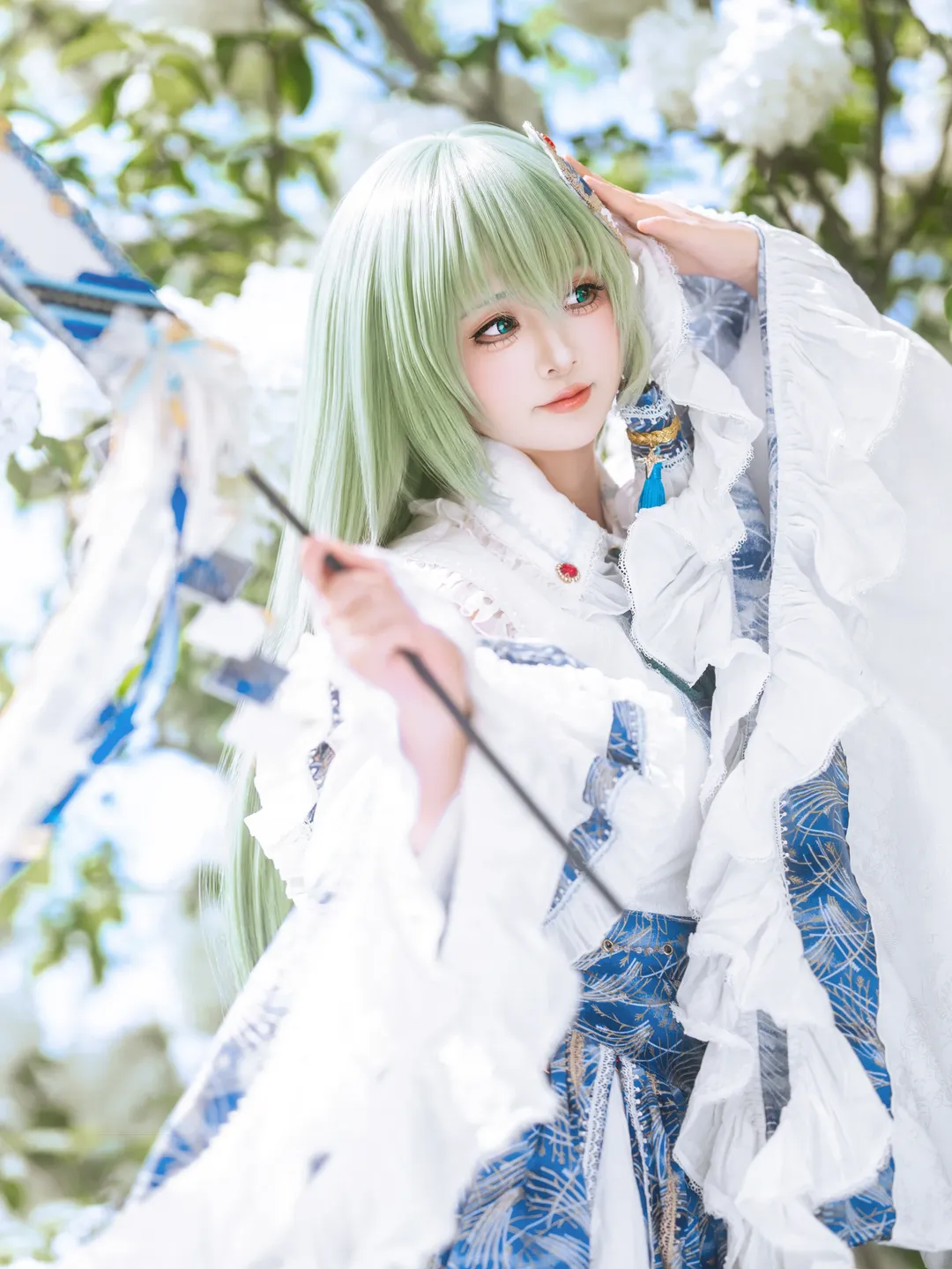 cosplay, 东方project, 白丝, 东风谷早苗cos, 户外人像 - 第5张
