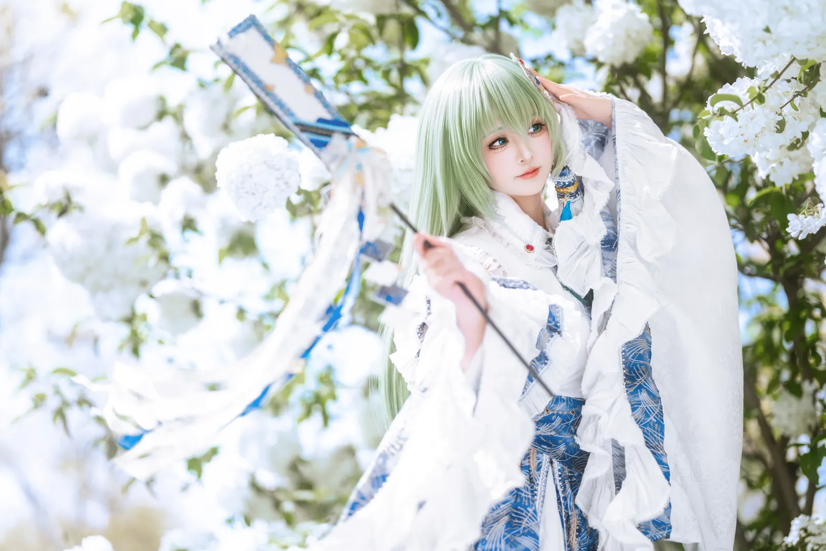 cosplay, 东方project, 白丝, 东风谷早苗cos, 户外人像 - 第6张