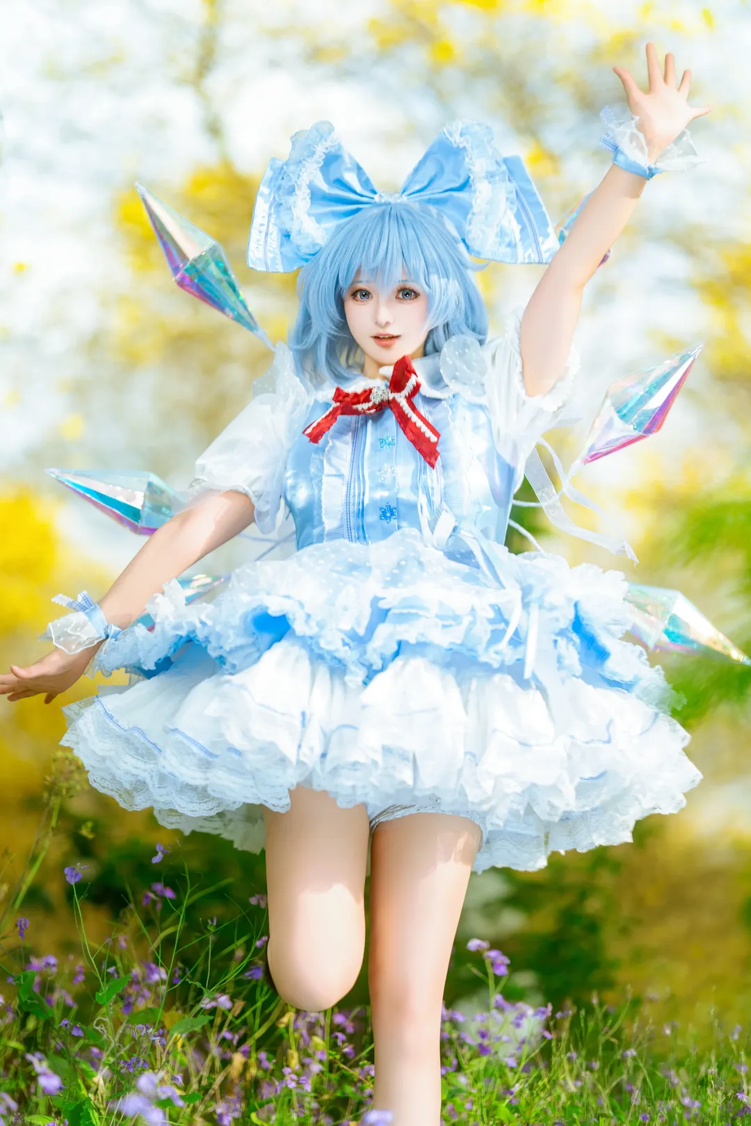 东方project, 户外cosplay, 琪露诺cos, 二次元写真, 梦幻穿搭 - 第1张