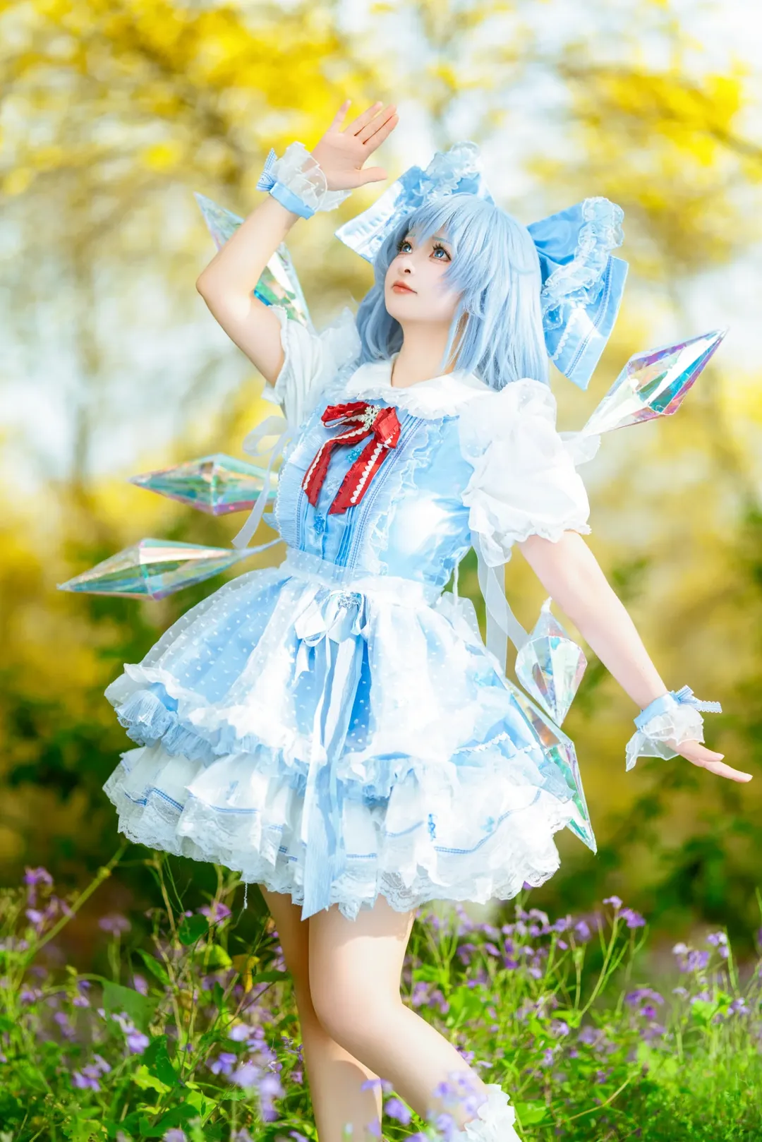 东方project, 户外cosplay, 琪露诺cos, 二次元写真, 梦幻穿搭 - 第2张