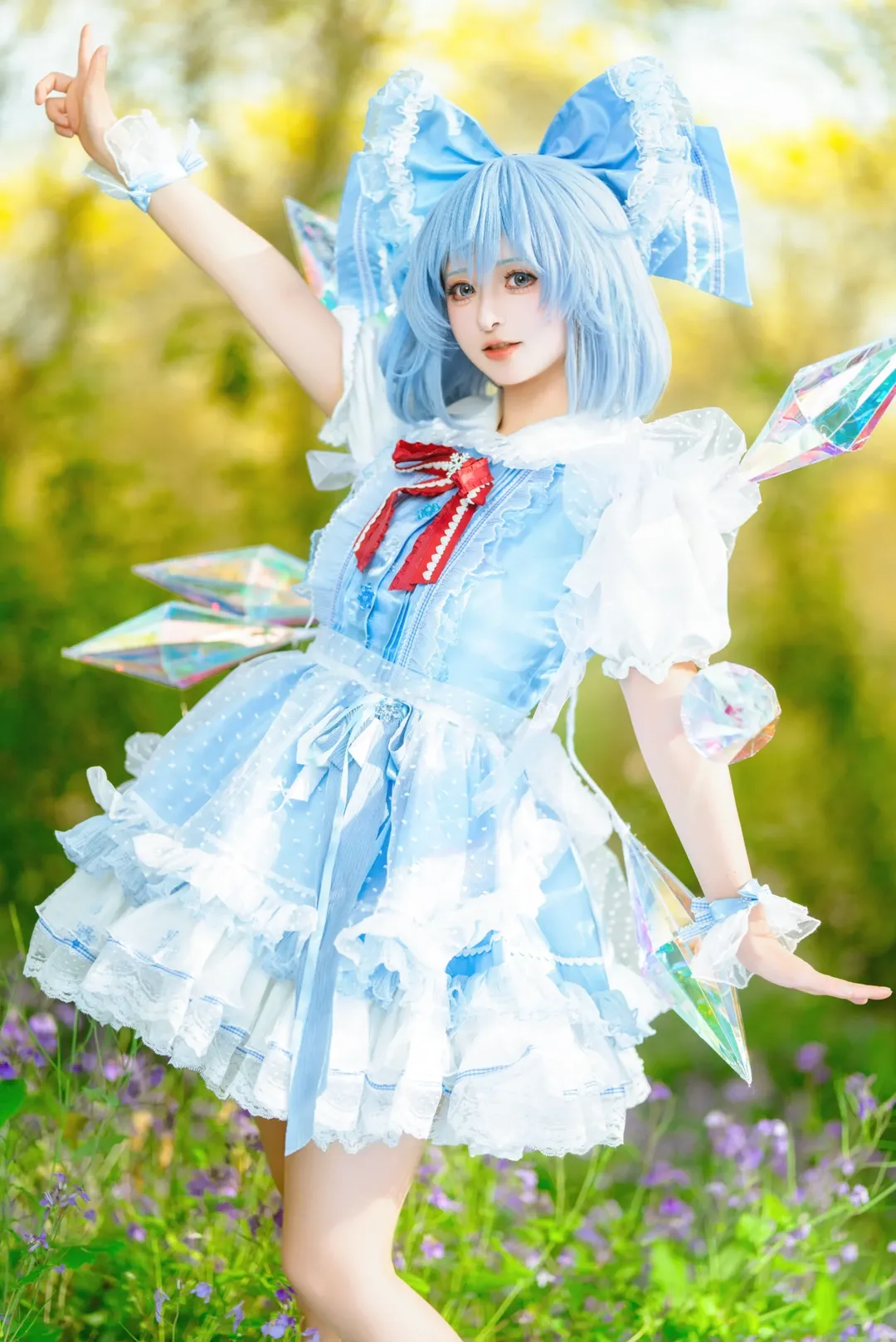 东方project, 户外cosplay, 琪露诺cos, 二次元写真, 梦幻穿搭