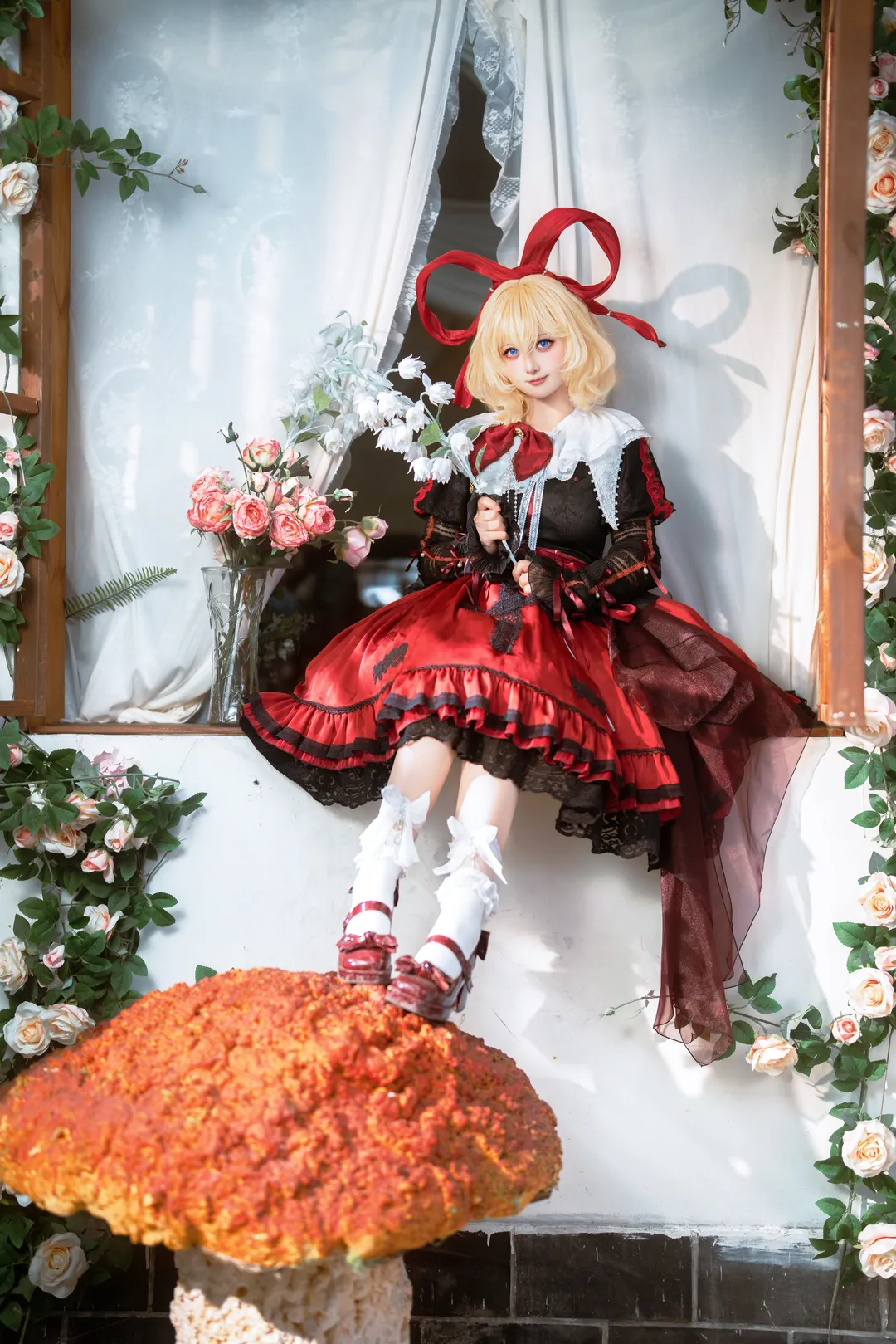 東方project, 絲襪穿搭, 東方花映冢, 梅蒂欣cos, 紅黑洛麗塔