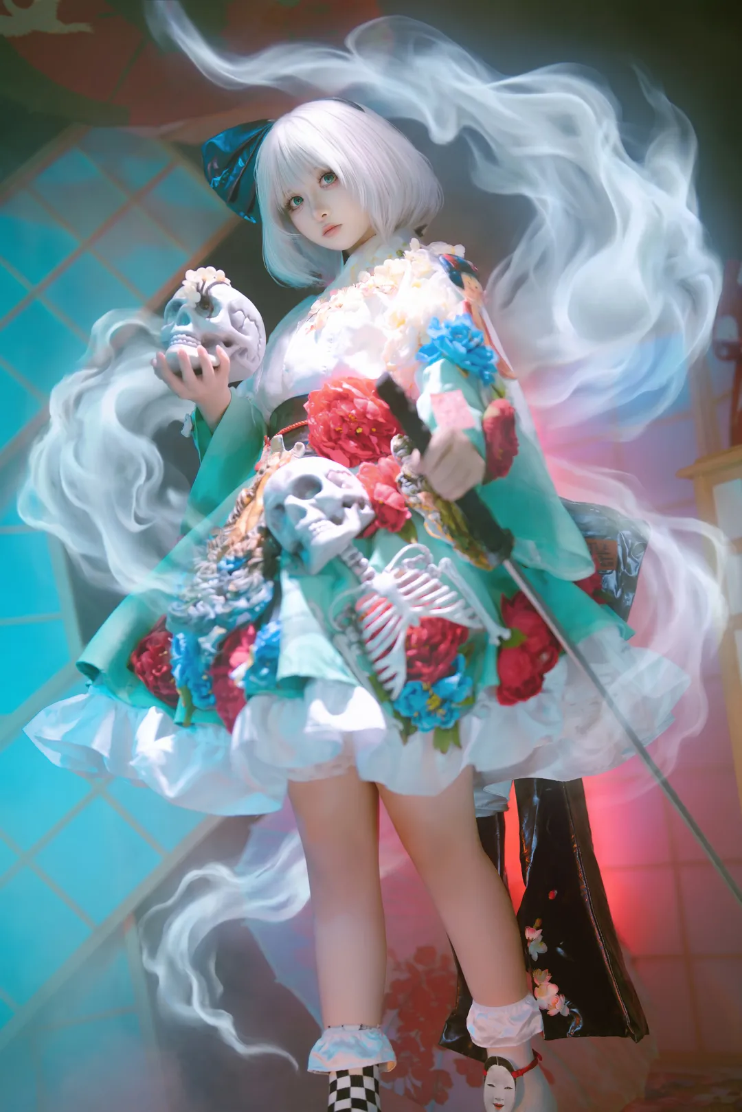 东方project, 魂魄妖梦cos, 和风cosplay, 庭师cos, 烟雾特效 - 第1张