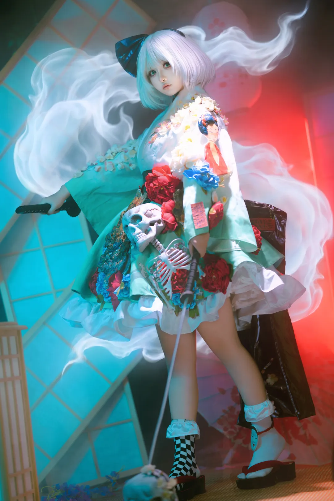 东方project, 魂魄妖梦cos, 和风cosplay, 庭师cos, 烟雾特效