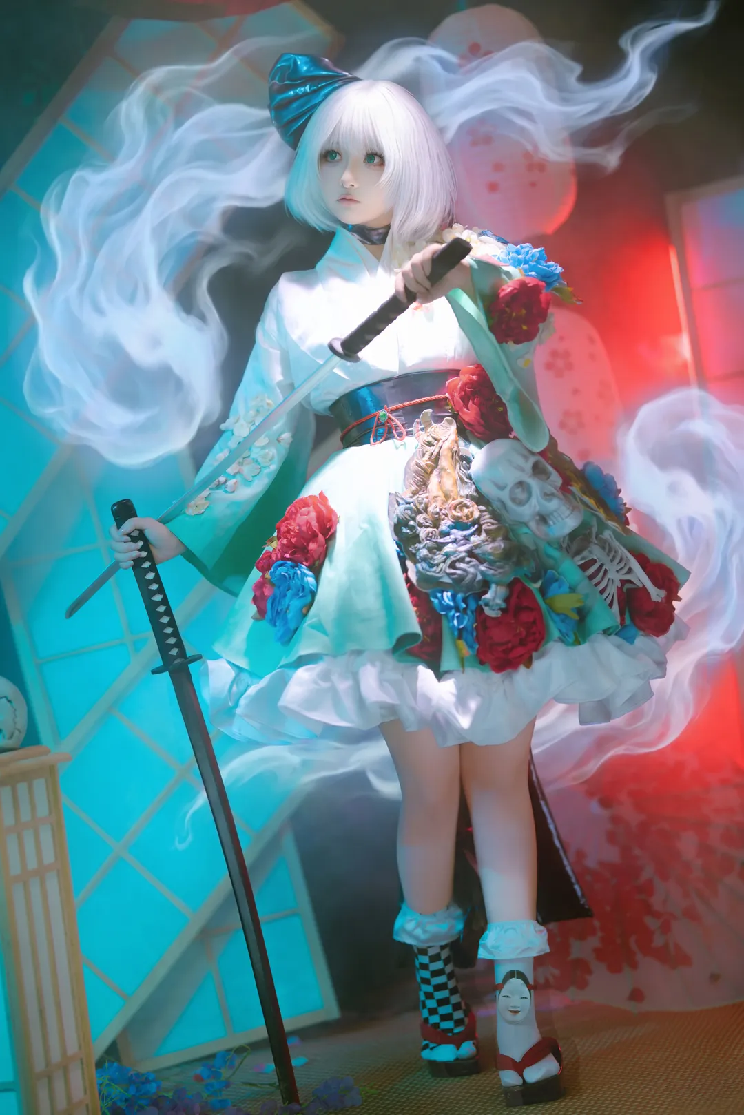 东方project, 魂魄妖梦cos, 和风cosplay, 庭师cos, 烟雾特效 - 第3张