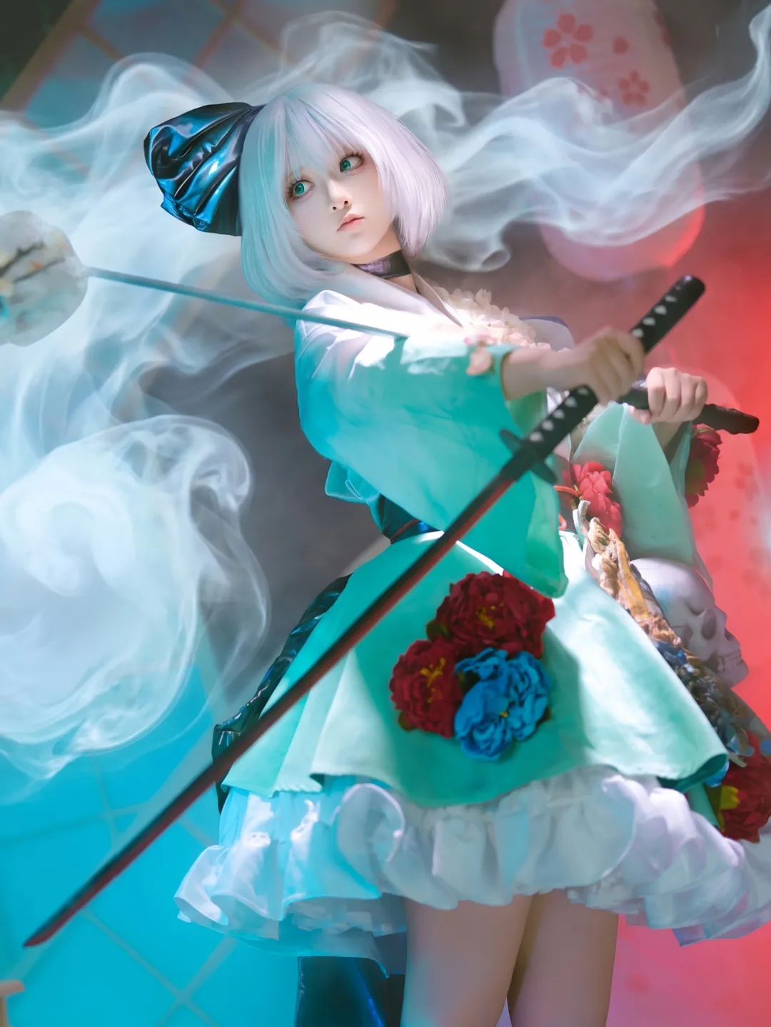 东方project, 魂魄妖梦cos, 和风cosplay, 庭师cos, 烟雾特效 - 第4张