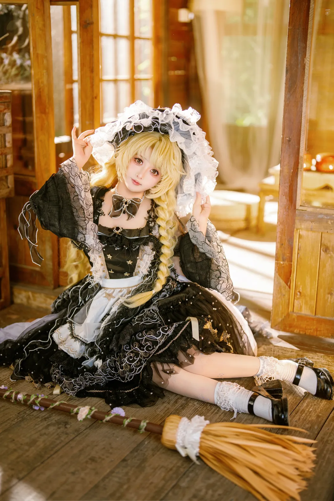 Touhou Project, Lolita, Marisa Kirisame cosplay, White stockings, Cosplay photography