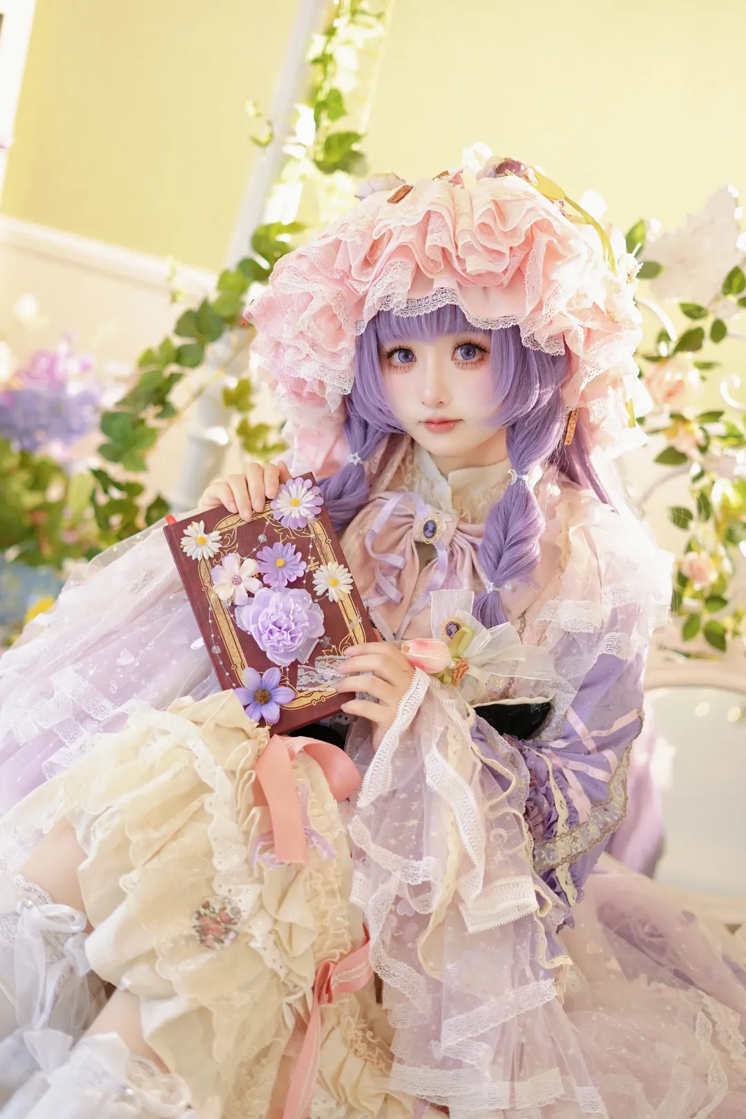 氛围感摄影, 东方Project, 帕秋莉cos, 白丝, 魔女织物 - 第3张