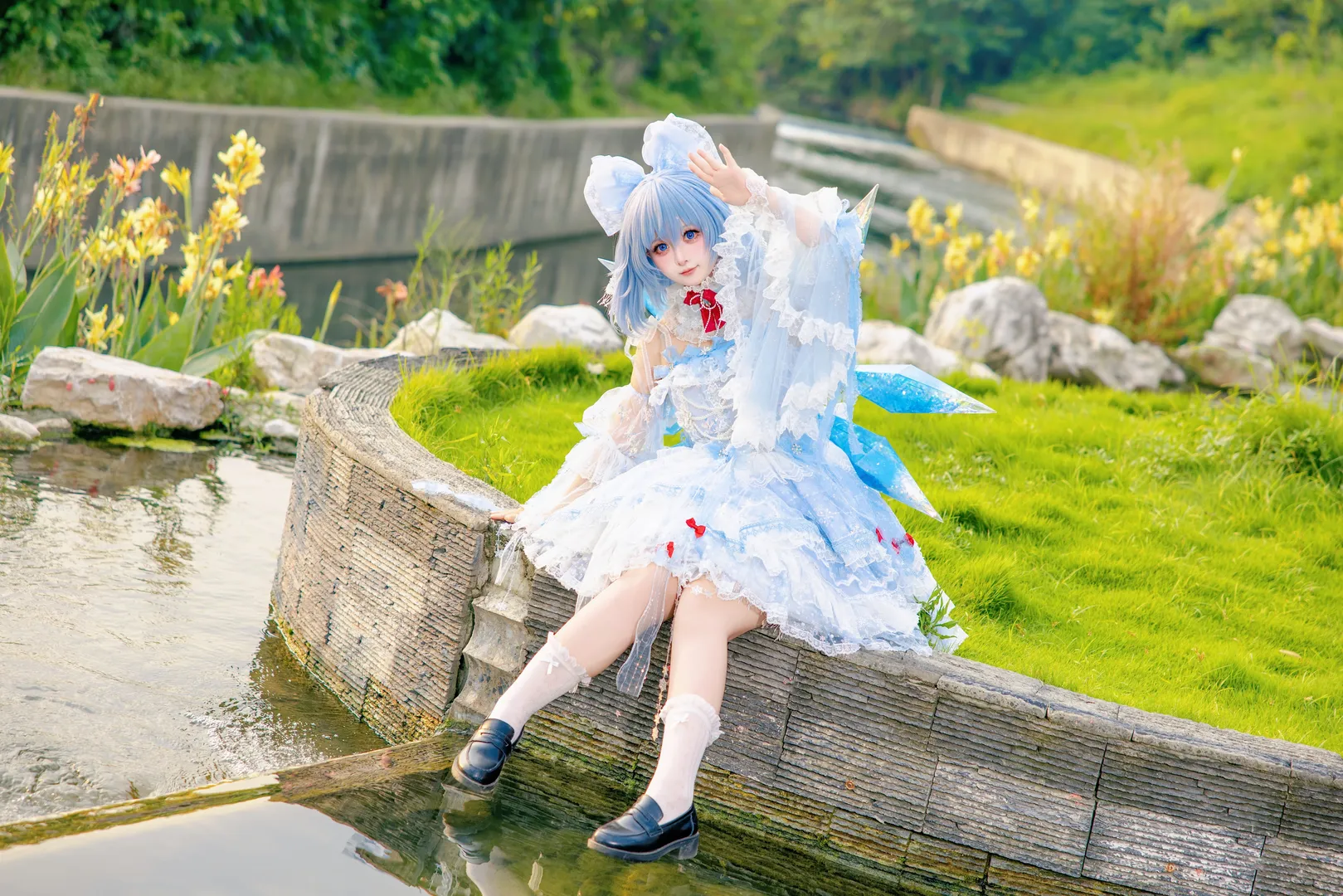 二次元少女, 东方project, 户外摄影, 琪露诺cos, 白丝cos - 第2张