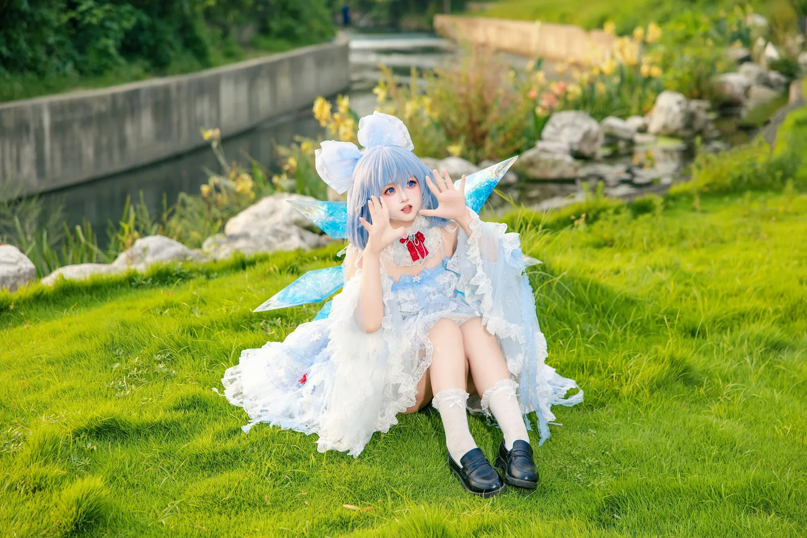 二次元少女, 东方project, 户外摄影, 琪露诺cos, 白丝cos - 第6张