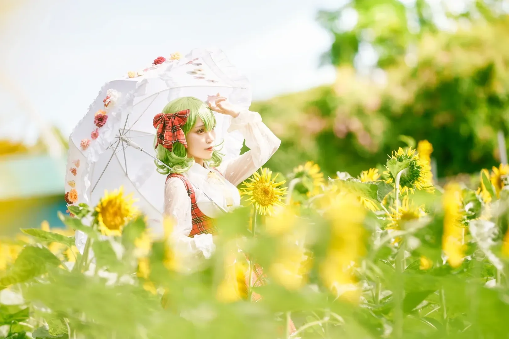 东方project, 夏日cosplay, 风见幽香cos, 向日葵花海, Lolita装扮 - 第1张