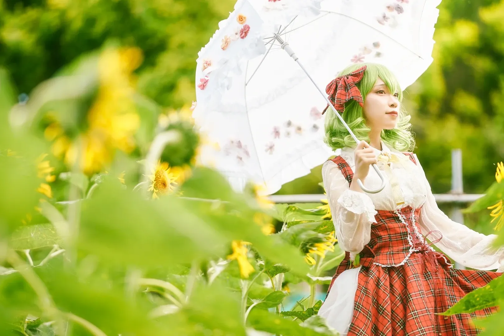 东方project, 夏日cosplay, 风见幽香cos, 向日葵花海, Lolita装扮 - 第2张