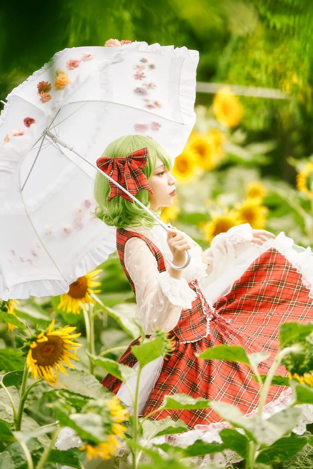 东方project, 夏日cosplay, 风见幽香cos, 向日葵花海, Lolita装扮 - 第3张