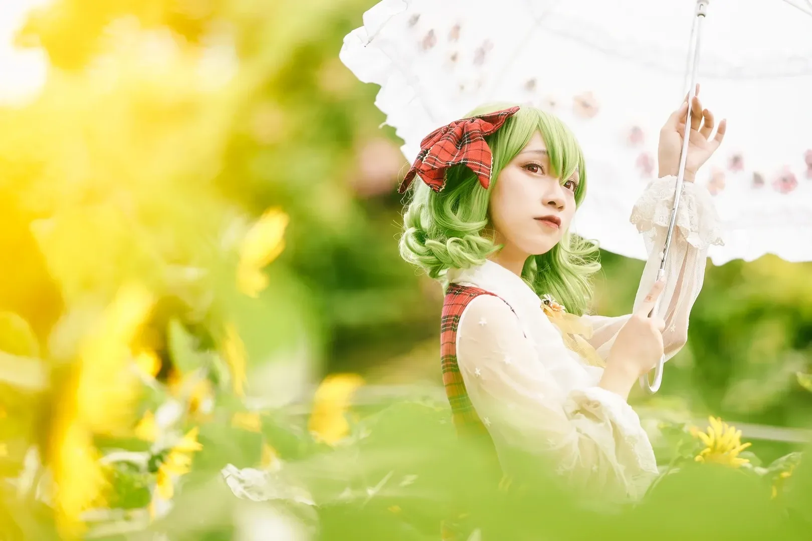 东方project, 夏日cosplay, 风见幽香cos, 向日葵花海, Lolita装扮 - 第5张