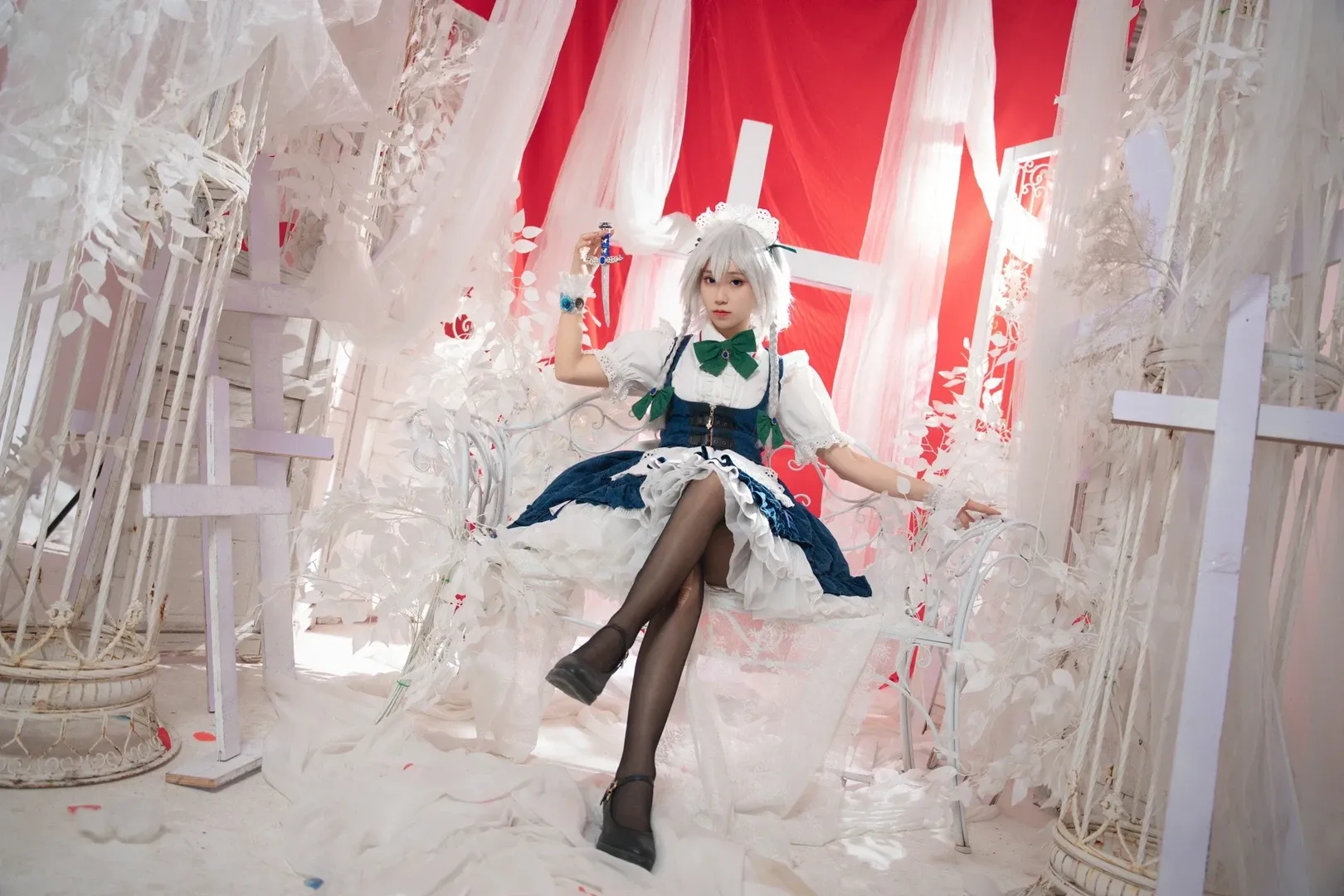 东方project, 红魔馆, 女仆装, 十六夜咲夜cos, 黑丝