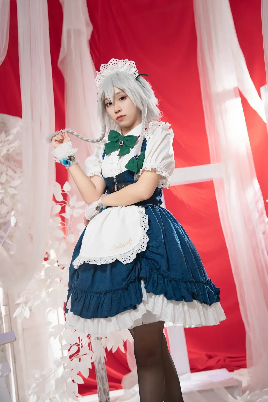 东方project, 红魔馆, 女仆装, 十六夜咲夜cos, 黑丝 - 第4张