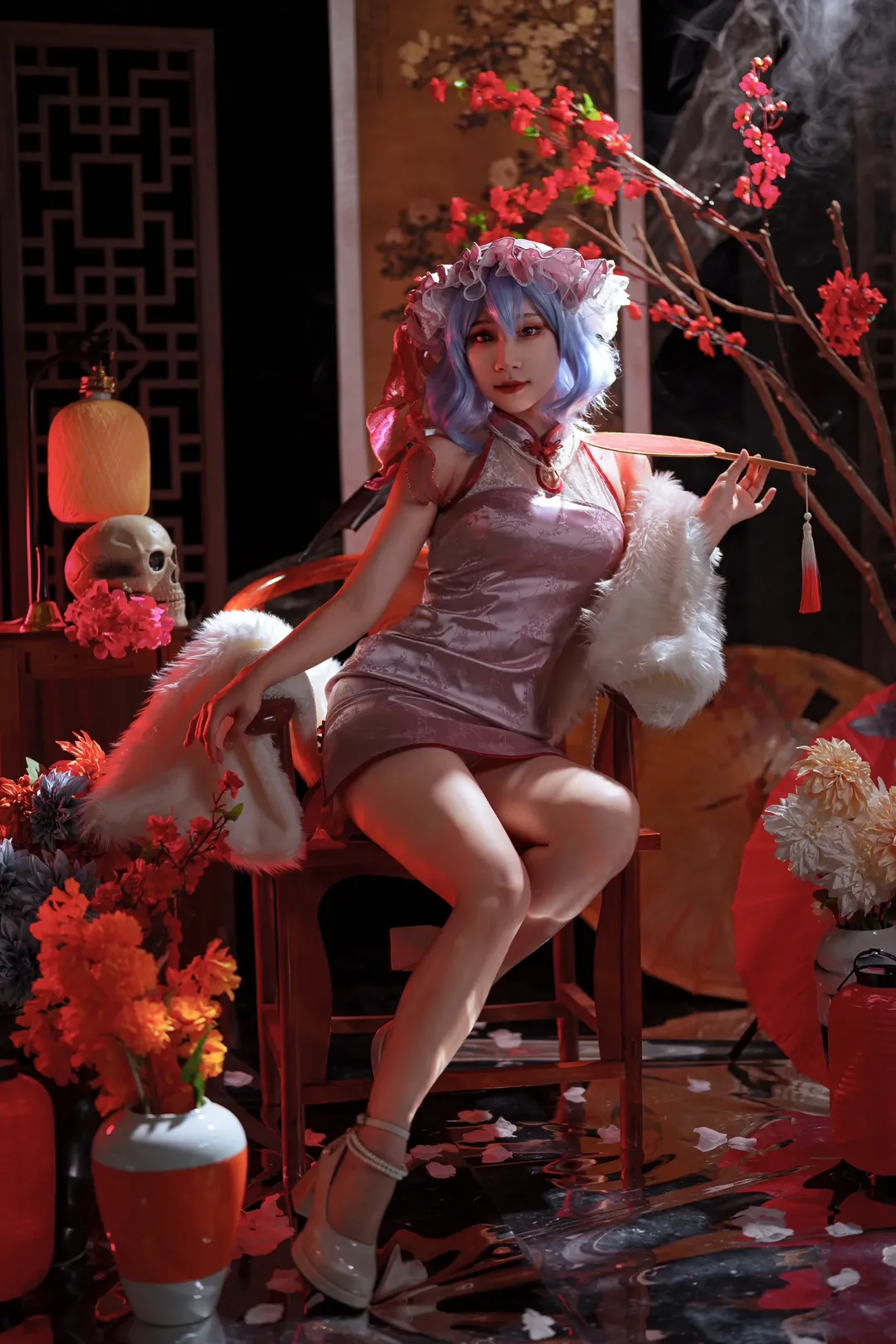 东方project, cosplay摄影, 蕾米莉亚斯卡雷特cos, 东方同人, 新中式旗袍