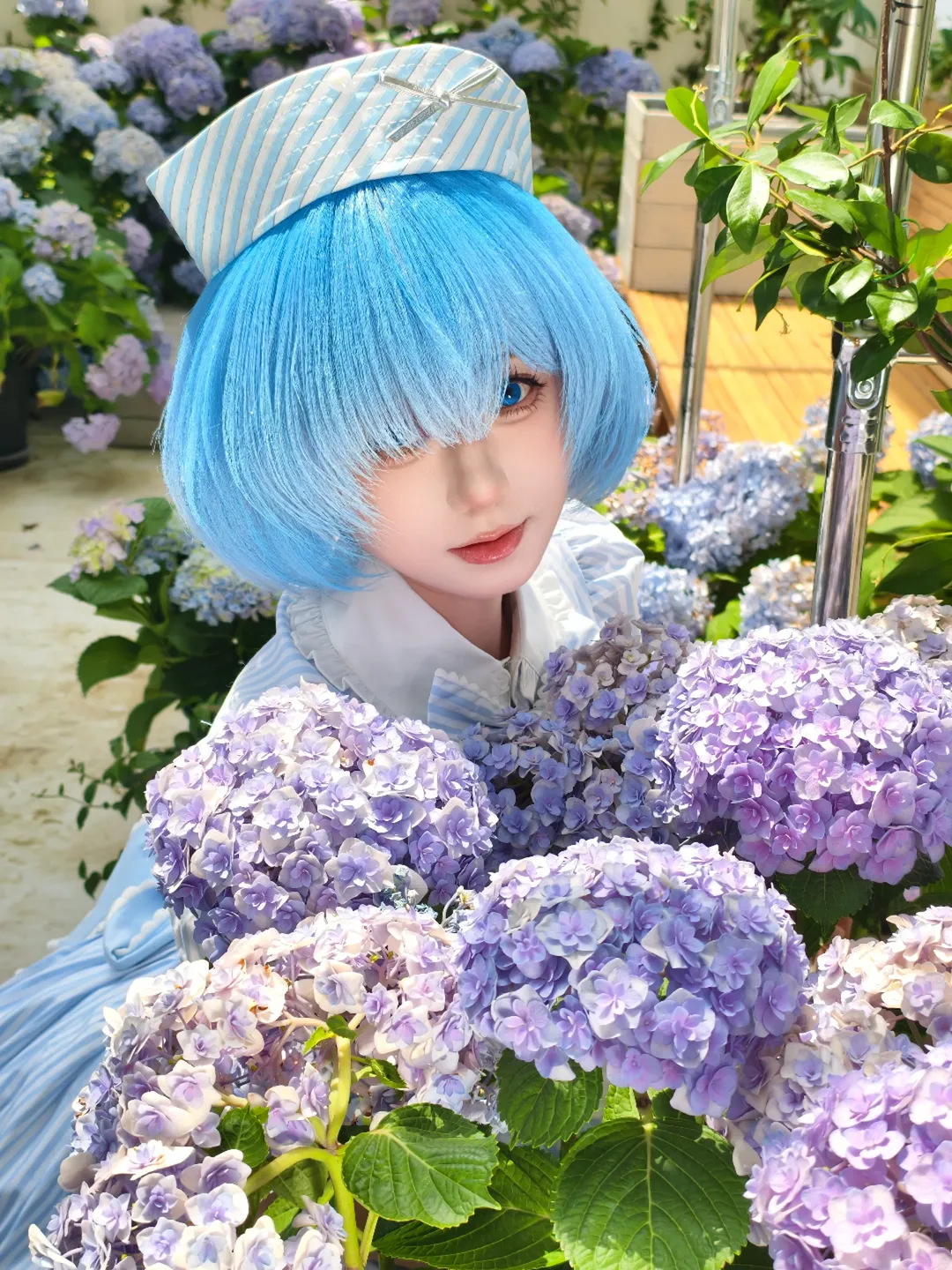 绣球花, 从零开始的异世界生活, 蕾姆cos, 白丝, cosplay摄影花絮 - 第4张