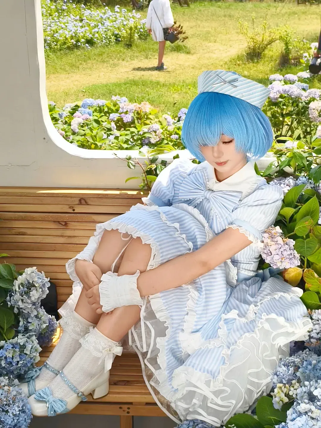 繡球花, 從零開始的異世界生活, 蕾姆cos, 白絲, cosplay攝影花絮