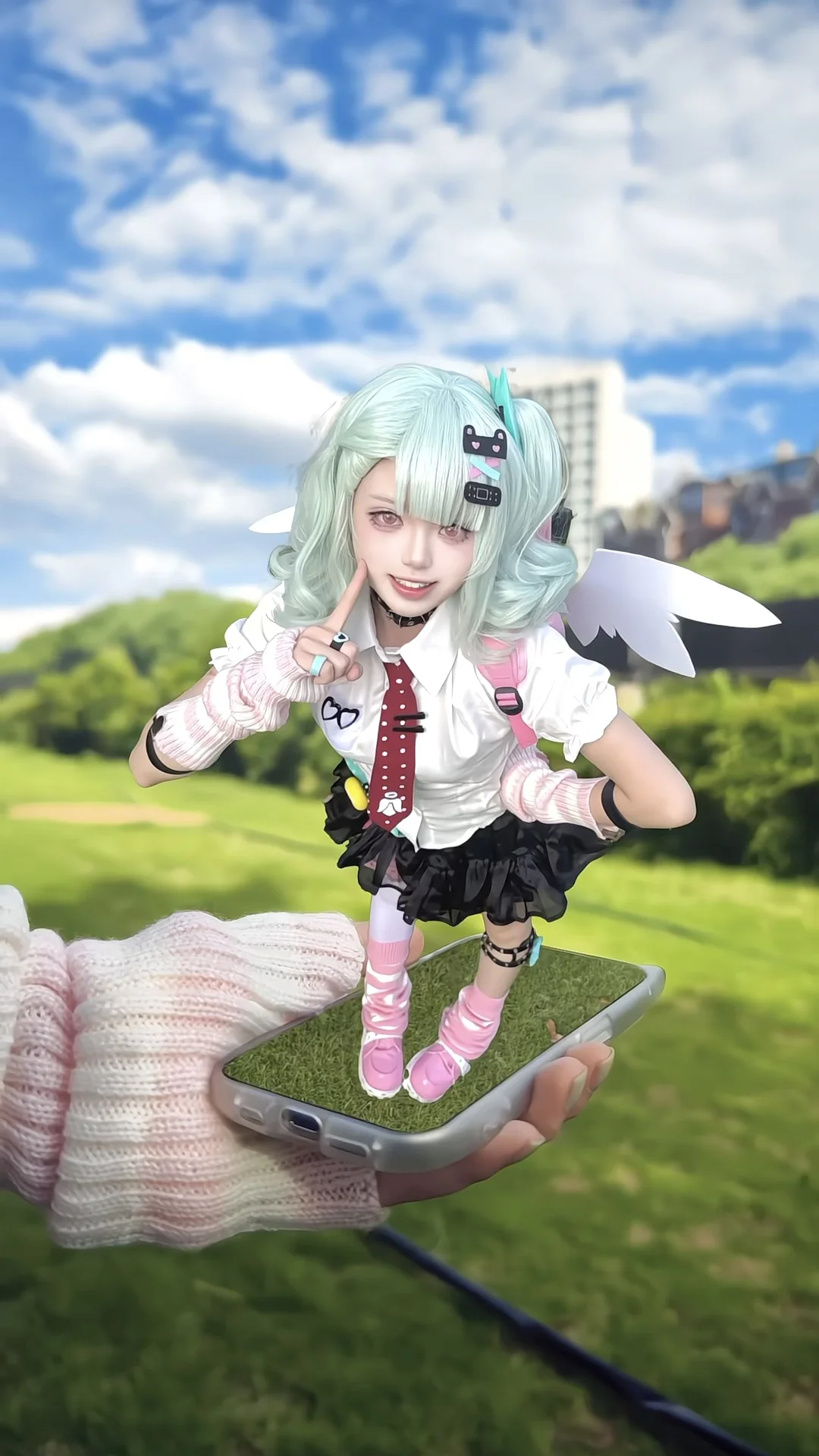 绝区零, 妄想天使cos, 微缩摄影, 粉色堆堆袜, AR创意