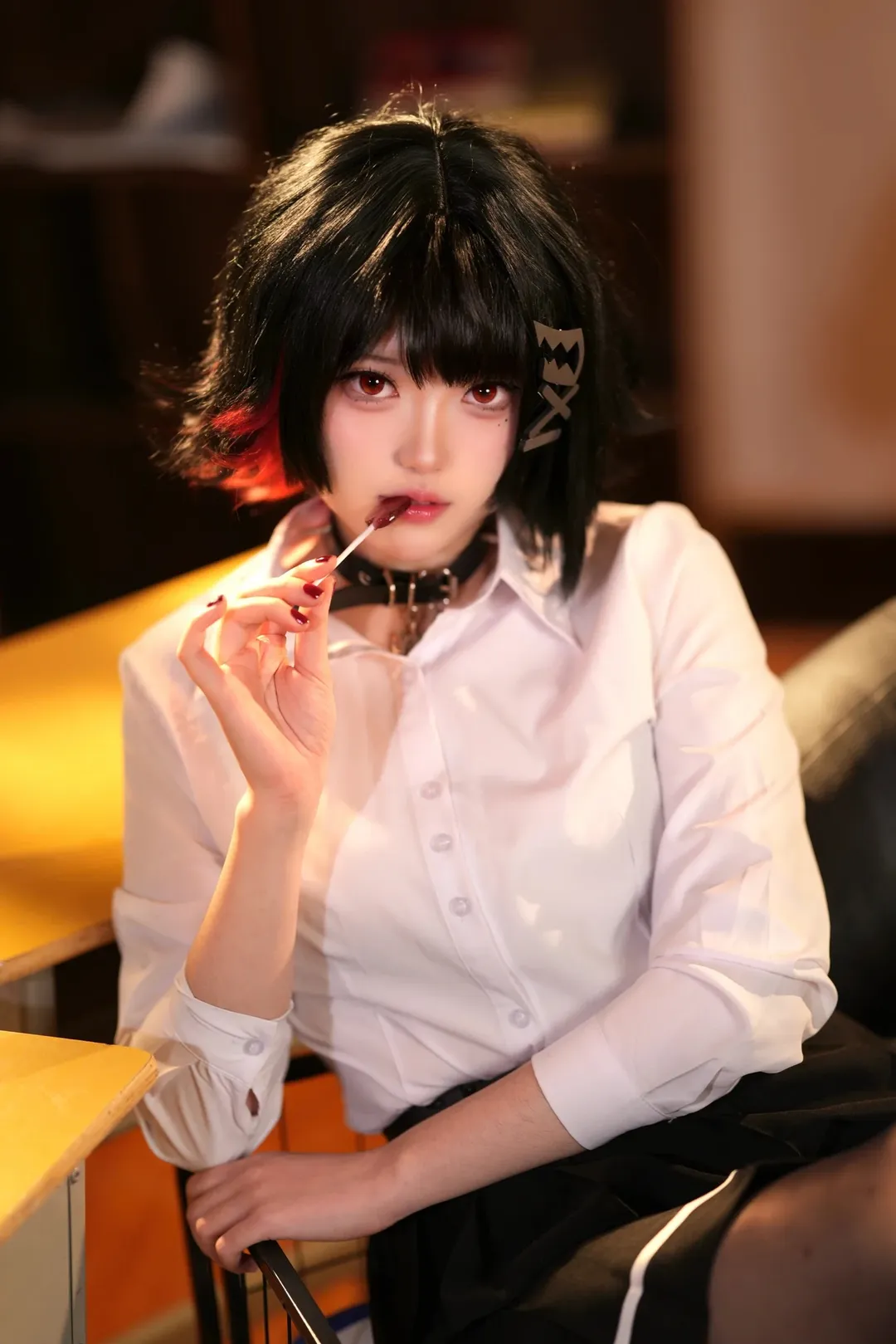 绝区零, 艾莲乔cos, 教室写真, 鲨鱼妹cosplay, 二次元黑丝 - 第4张