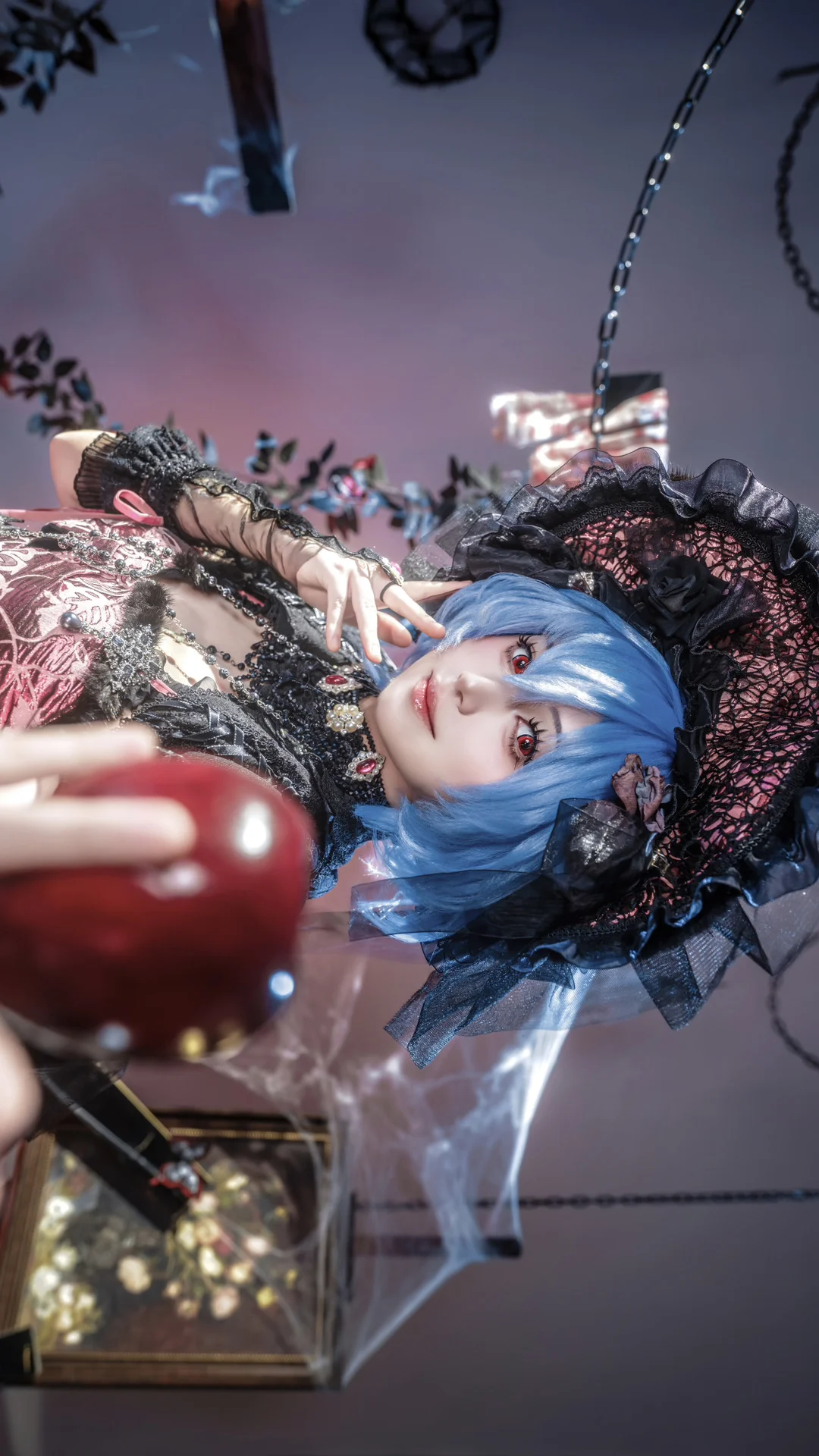 東方Project, レミリアコスプレ, ゴシック・ロリータ, 暗黒童話, 蜘蛛の巣ストッキング - 1枚目