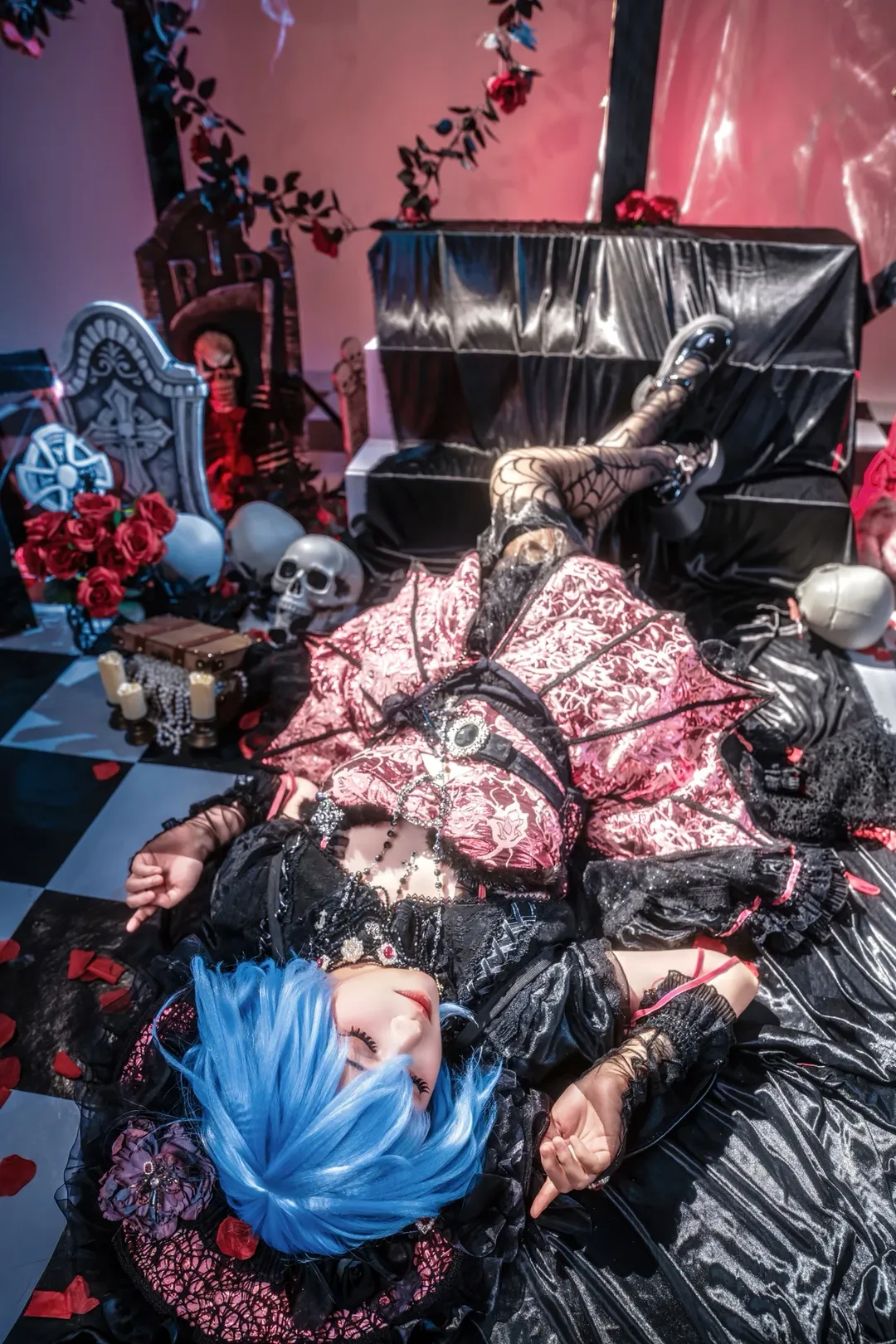 東方Project, レミリアコスプレ, ゴシック・ロリータ, 暗黒童話, 蜘蛛の巣ストッキング