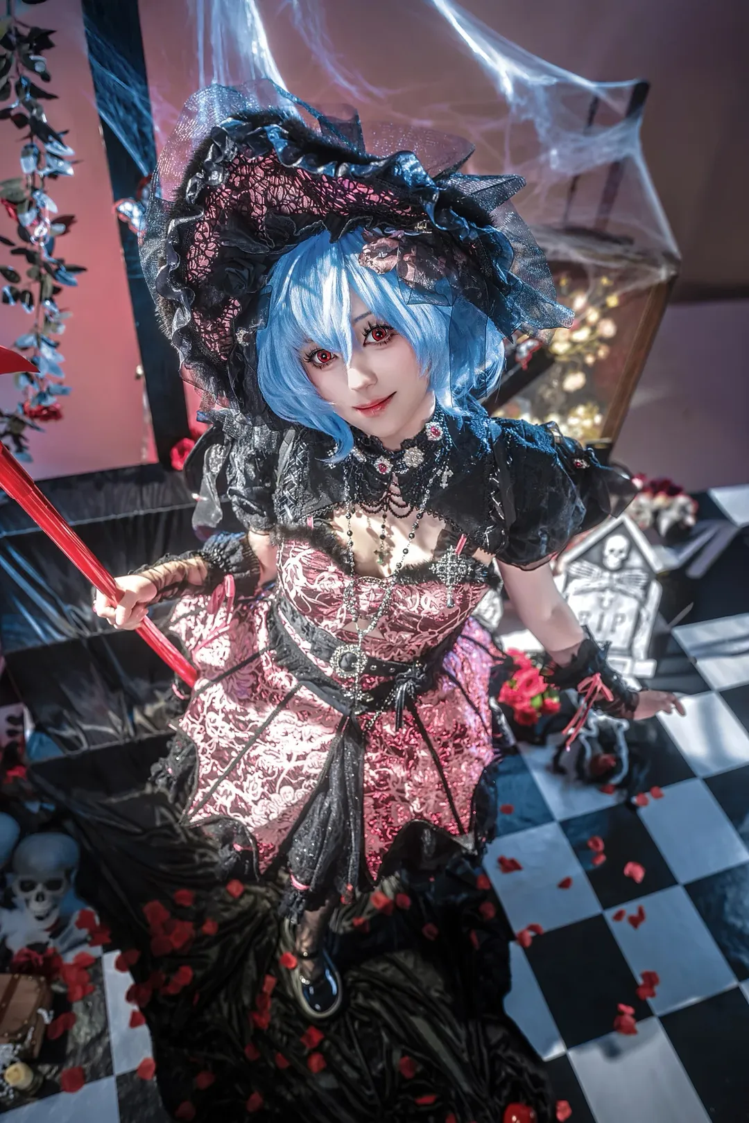 東方Project, レミリアコスプレ, ゴシック・ロリータ, 暗黒童話, 蜘蛛の巣ストッキング - 5枚目