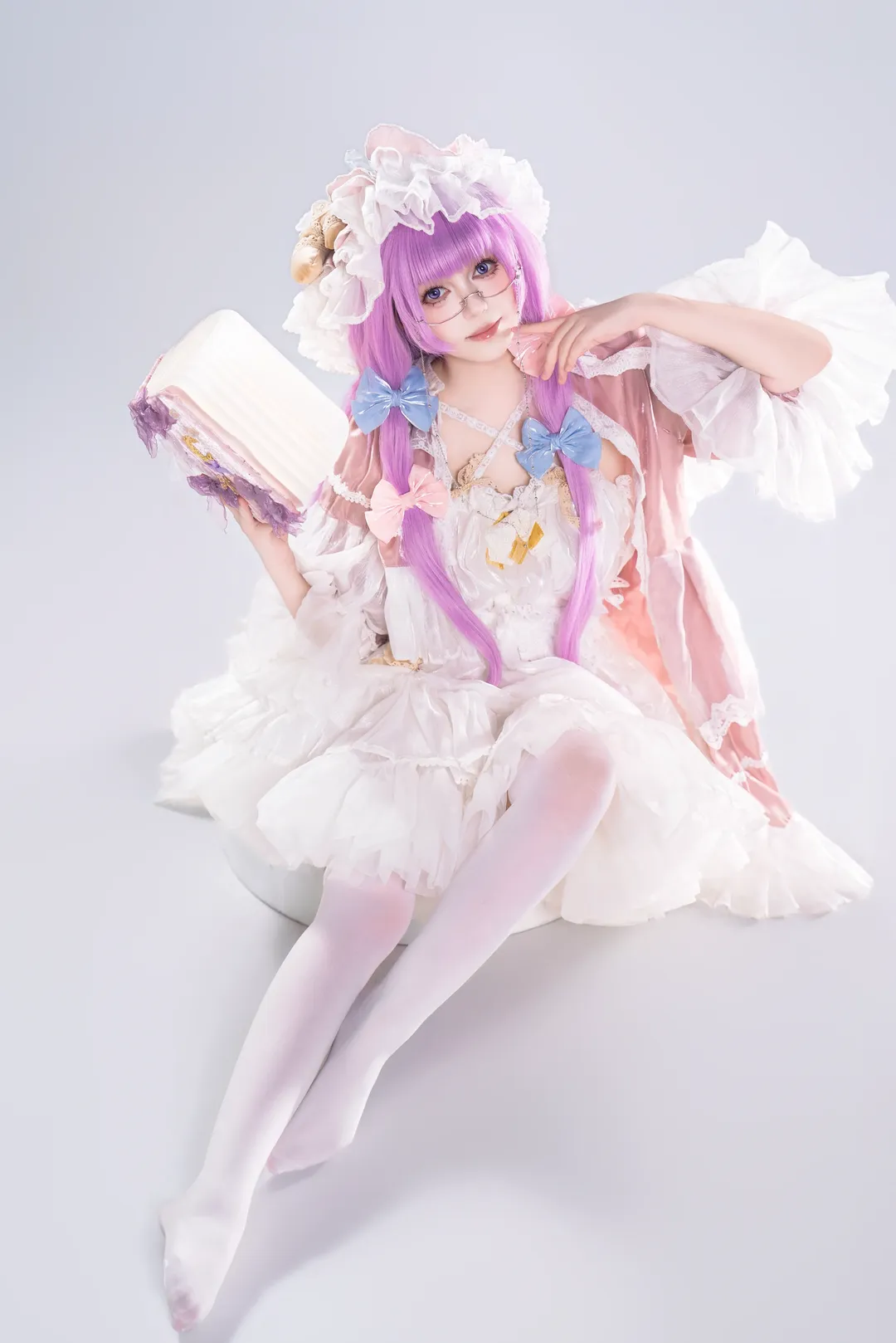 Touhou Project, Lolita, Patchouli cosplay, Anime cosplay, White stockings