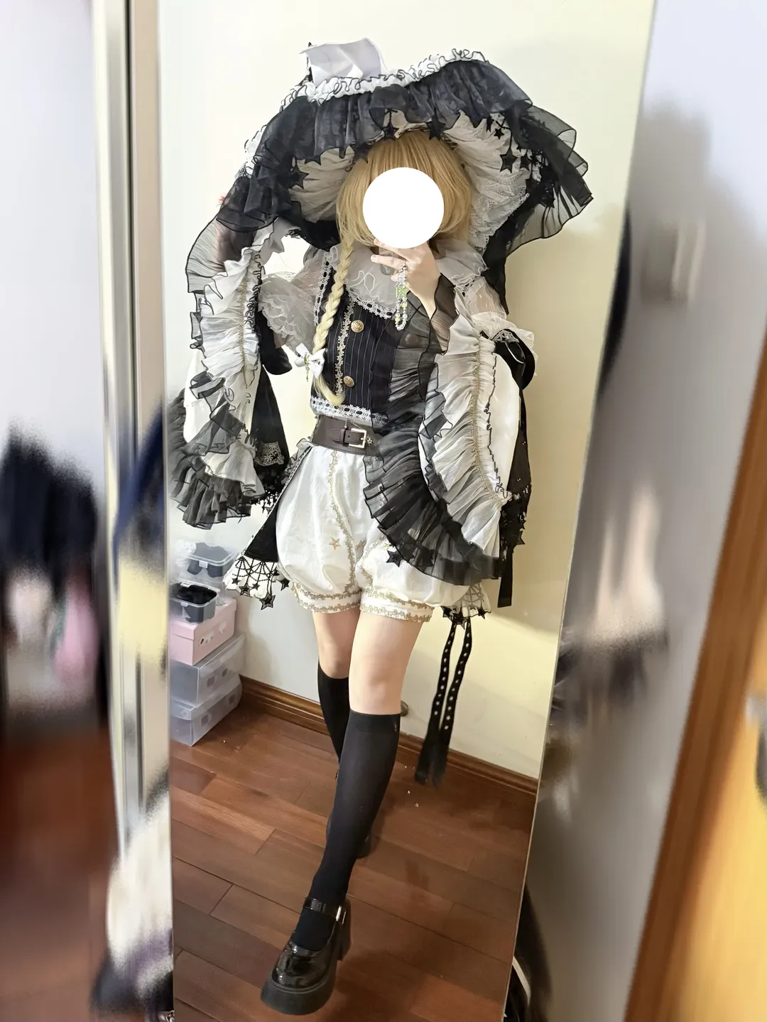 Marisa cosplay, Touhou Project, Anime-style street fashion, Black over-the-knee socks, Gothic Lolita outfit - Image 1
