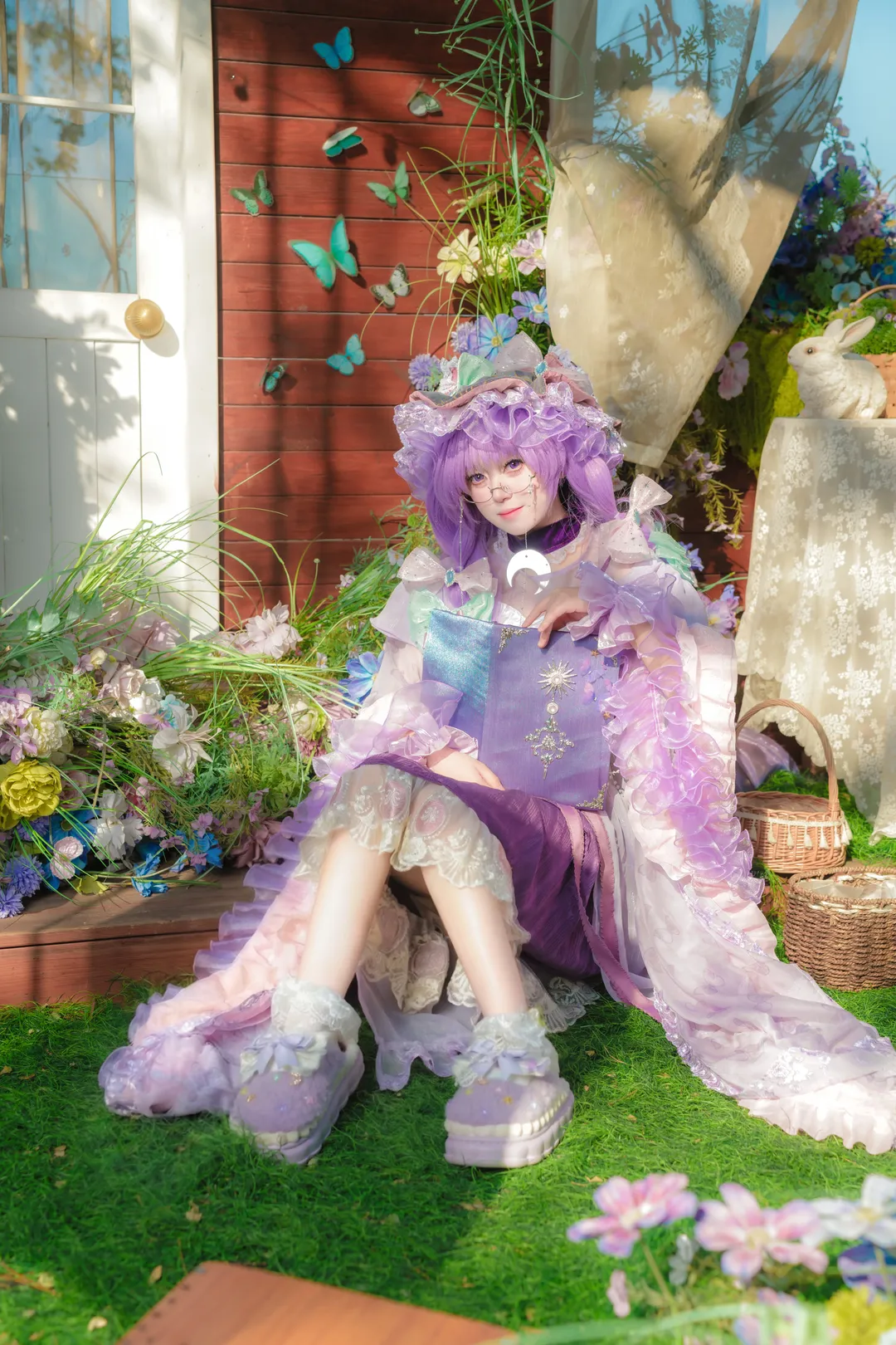 东方Project, 帕秋莉cos, 紫色系穿搭, 花园外景, 童话写真 - 第2张