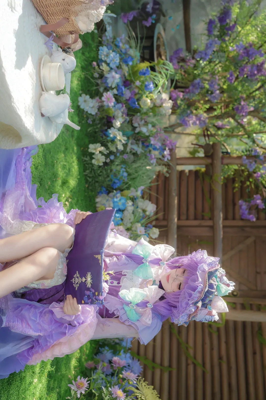 东方Project, 帕秋莉cos, 紫色系穿搭, 花园外景, 童话写真 - 第3张