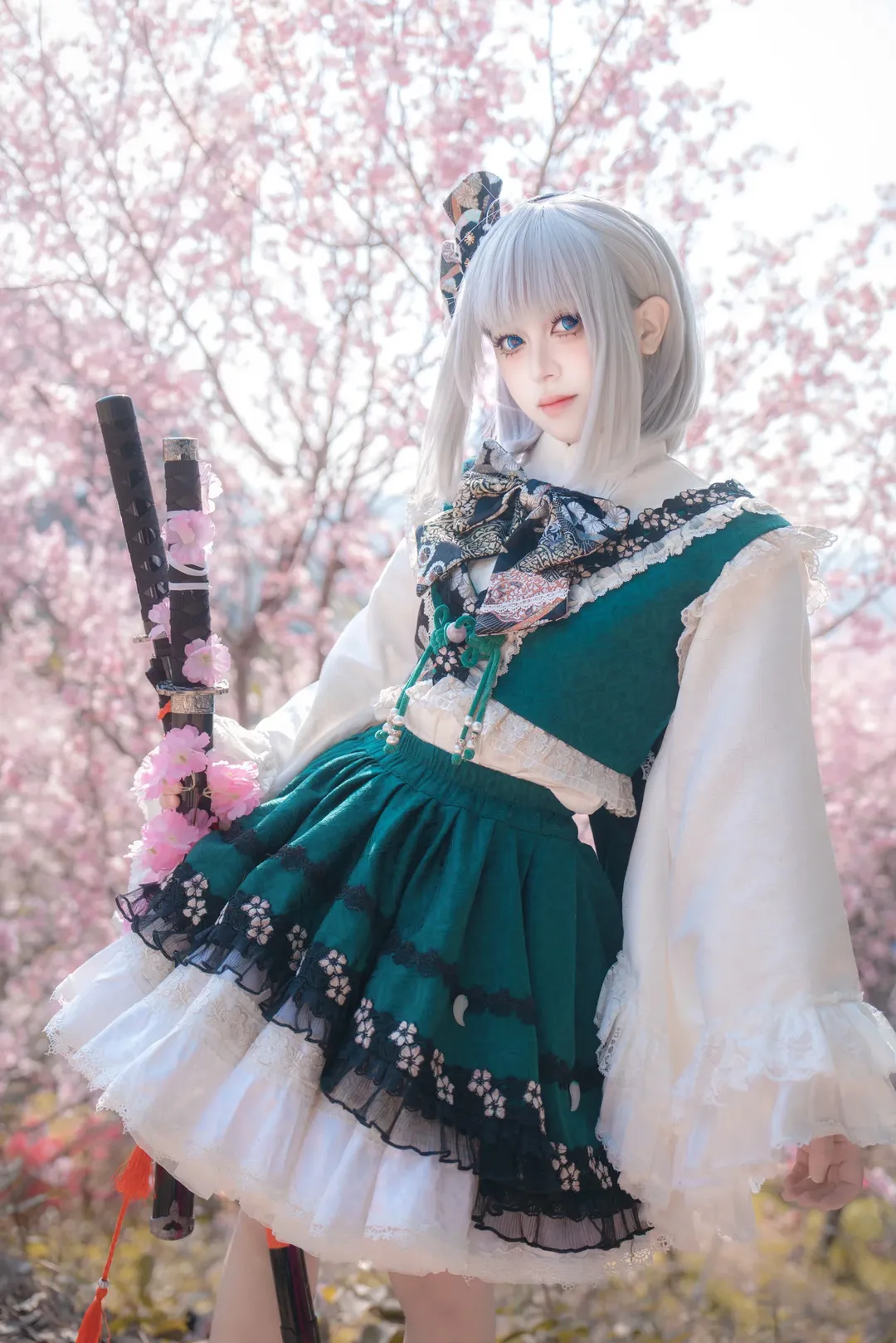 东方project, 魂魄妖梦cos, 樱花摄影, 洛丽塔cosplay, 庭师