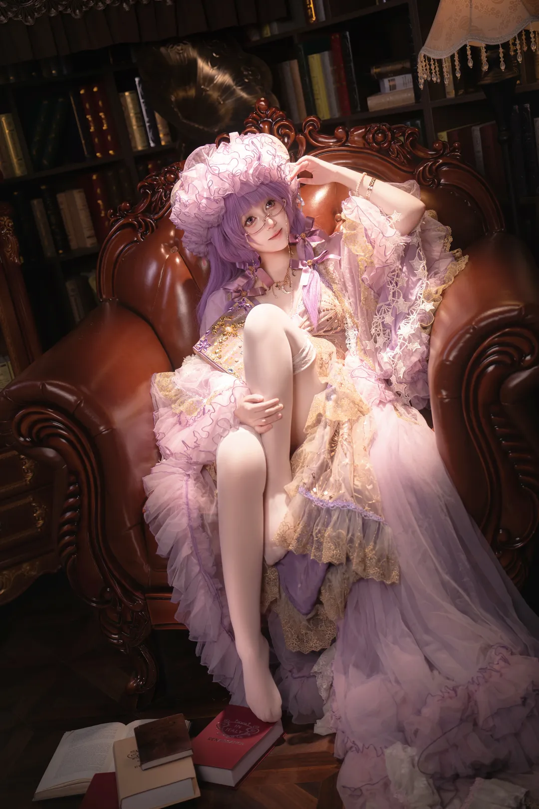 东方project, 帕秋莉cos, 白丝穿搭, 复古摄影, 洛丽塔写真 - 第1张