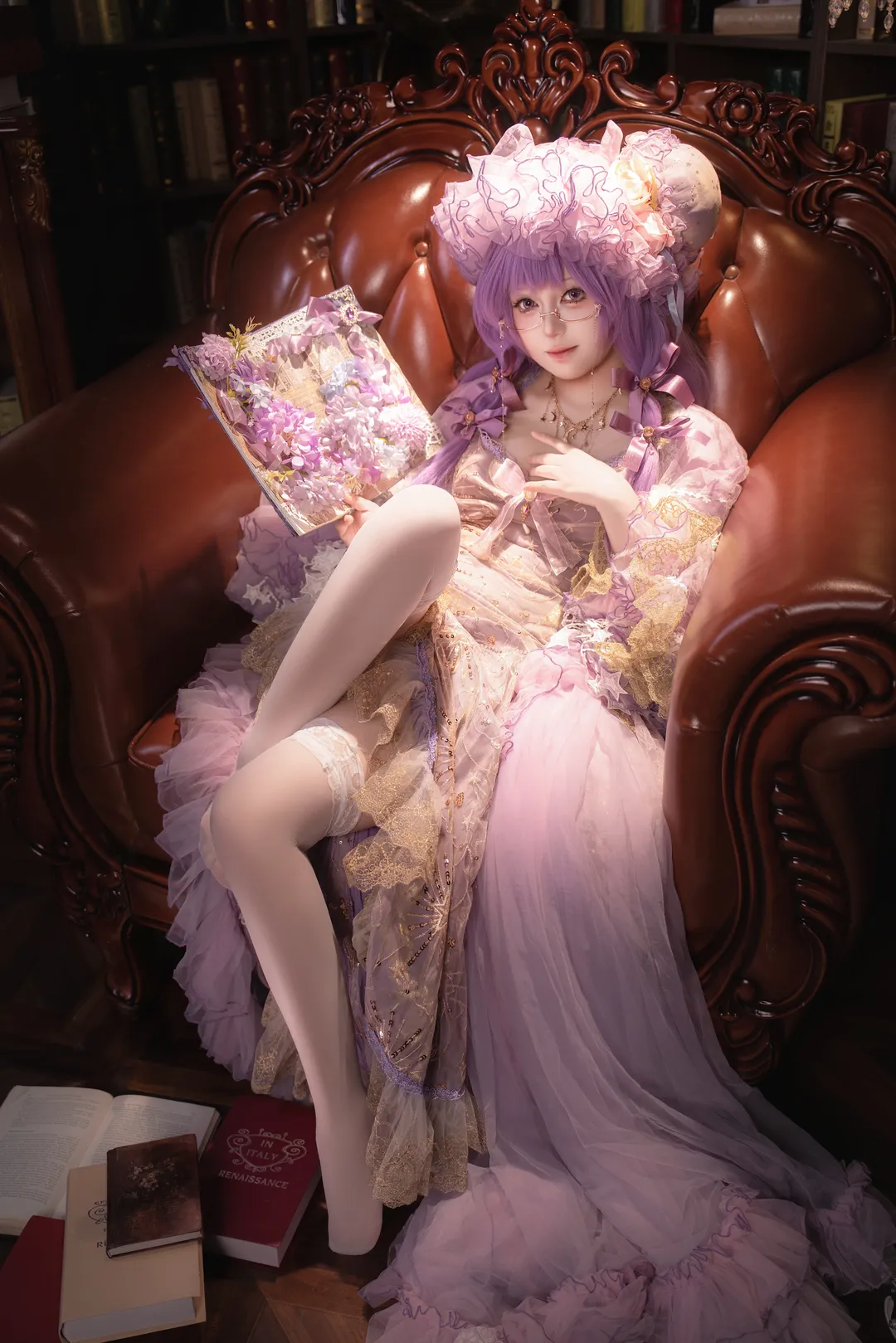 东方project, 帕秋莉cos, 白丝穿搭, 复古摄影, 洛丽塔写真 - 第5张