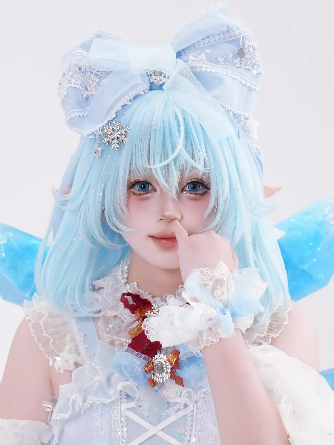 东方Project, 二次元cosplay, 琪露诺cos, 冰雪精灵穿搭, 精灵耳C服