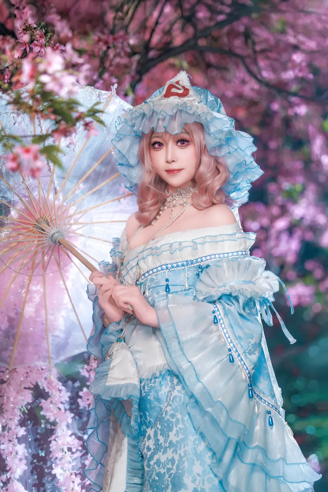 二次元, cosplay, 东方project, 西行寺幽幽子cos, 夜樱