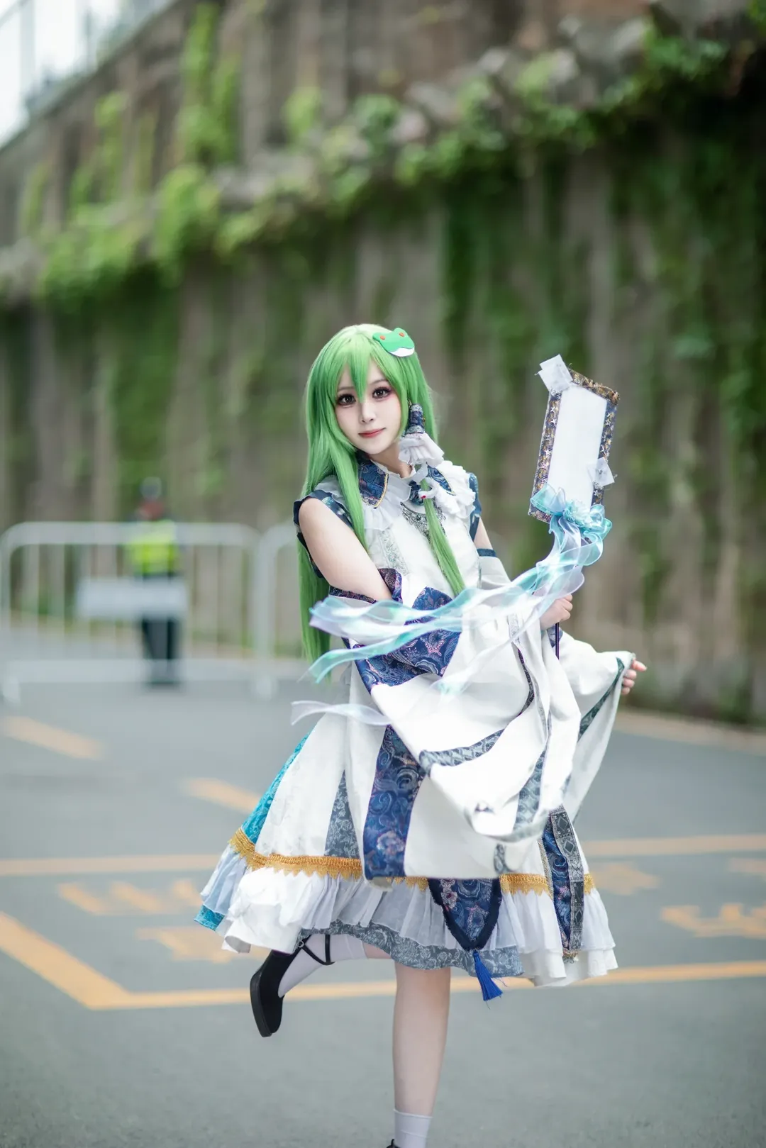 二次元摄影, 东方project, 东风谷早苗cos, 白丝穿搭, 外景cosplay - 第2张