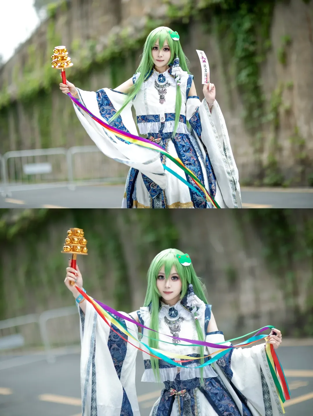 二次元摄影, 东方project, 东风谷早苗cos, 白丝穿搭, 外景cosplay - 第3张