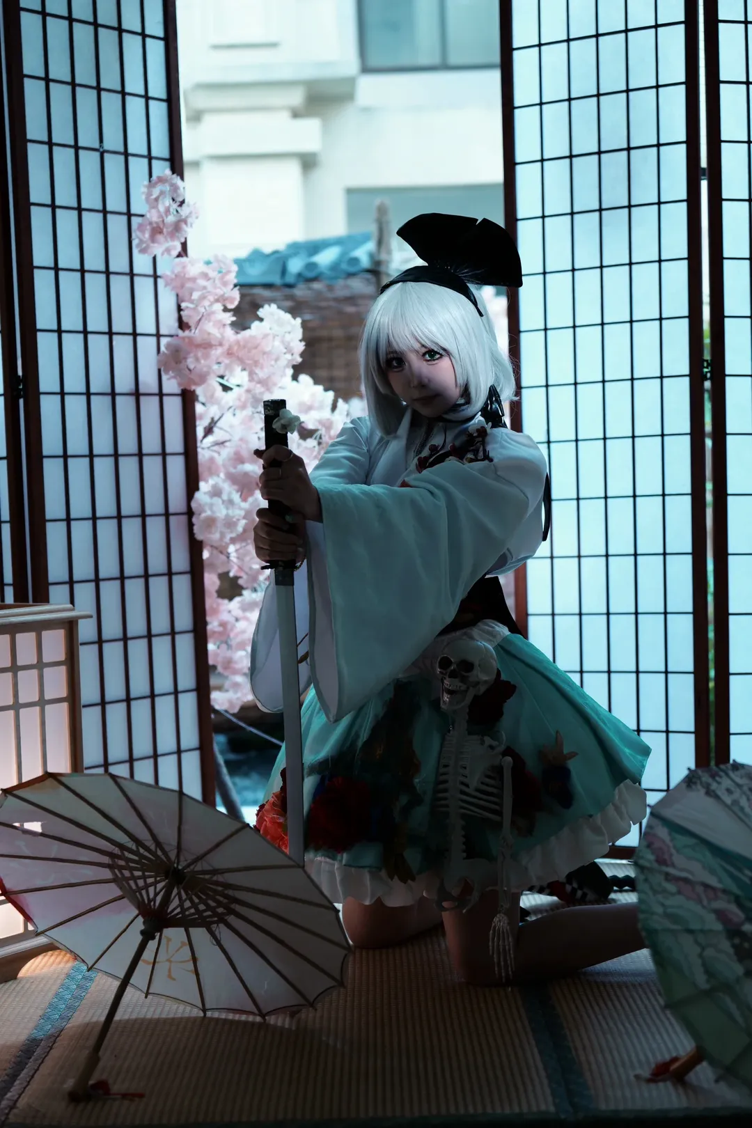 东方project, 魂魄妖梦cos, 丝袜cos, 庭师, 夜汽车 - 第3张