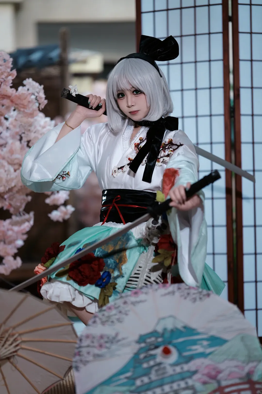 东方project, 魂魄妖梦cos, 丝袜cos, 庭师, 夜汽车 - 第4张