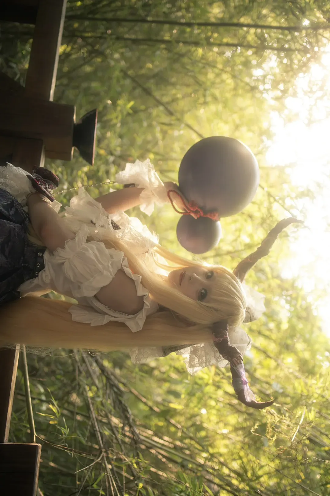 東方Project, 和風撮影, 伊吹萃香コスプレ, 竹林写真, 酒豪のロールプレイ - 2枚目