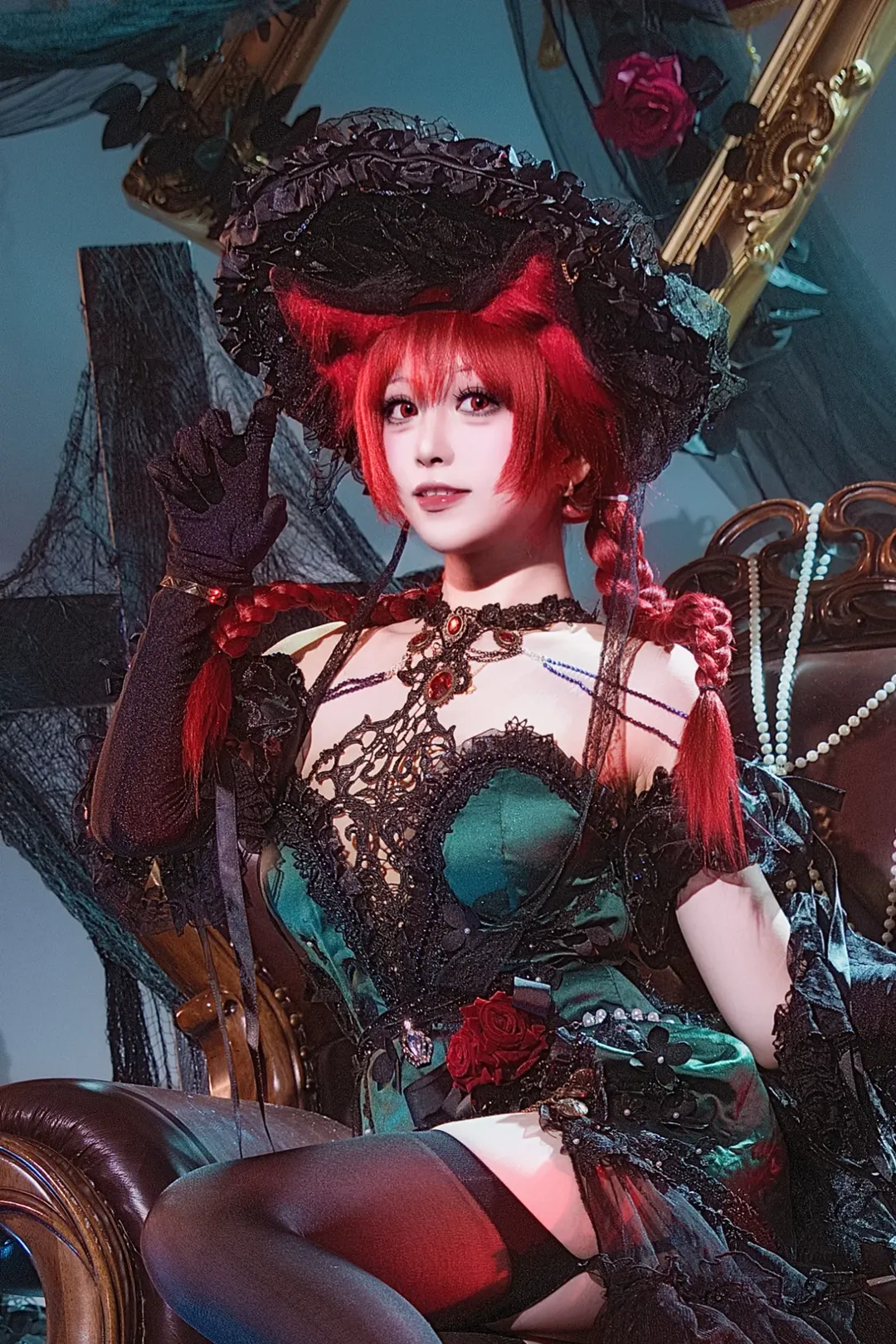 cosplay, 东方project, 哥特风, 火焰猫燐cos, 黑丝 - 第1张