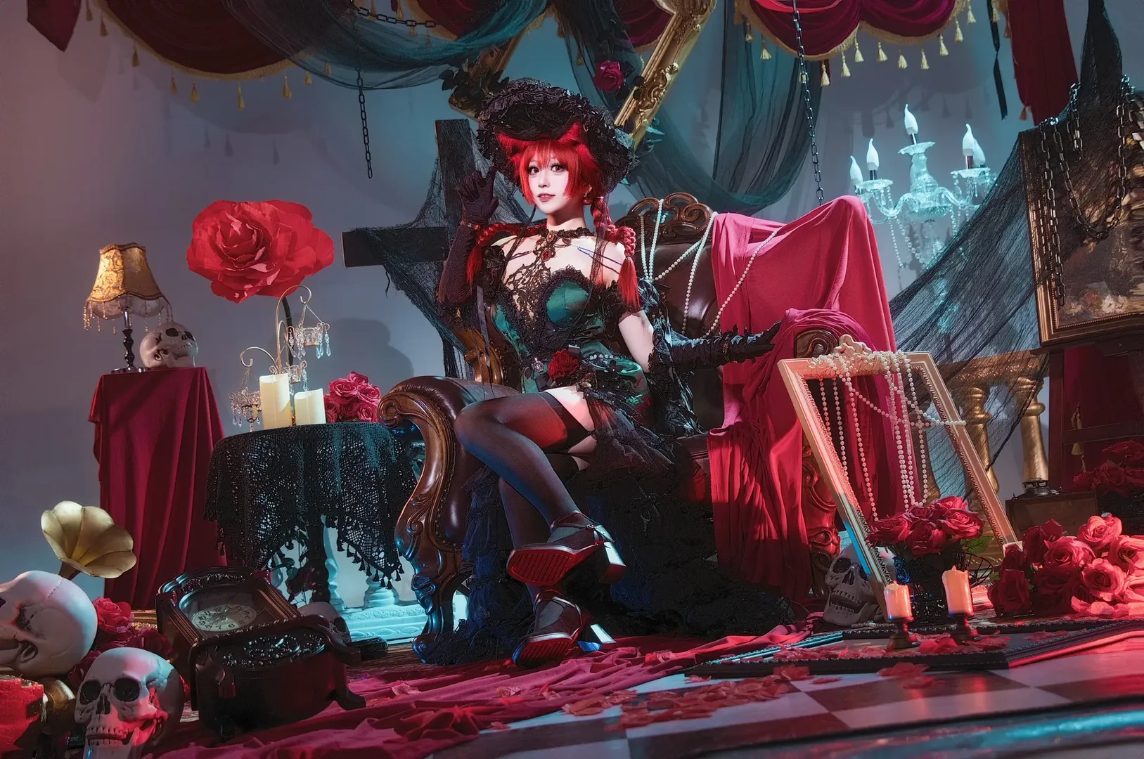 cosplay, 东方project, 哥特风, 火焰猫燐cos, 黑丝