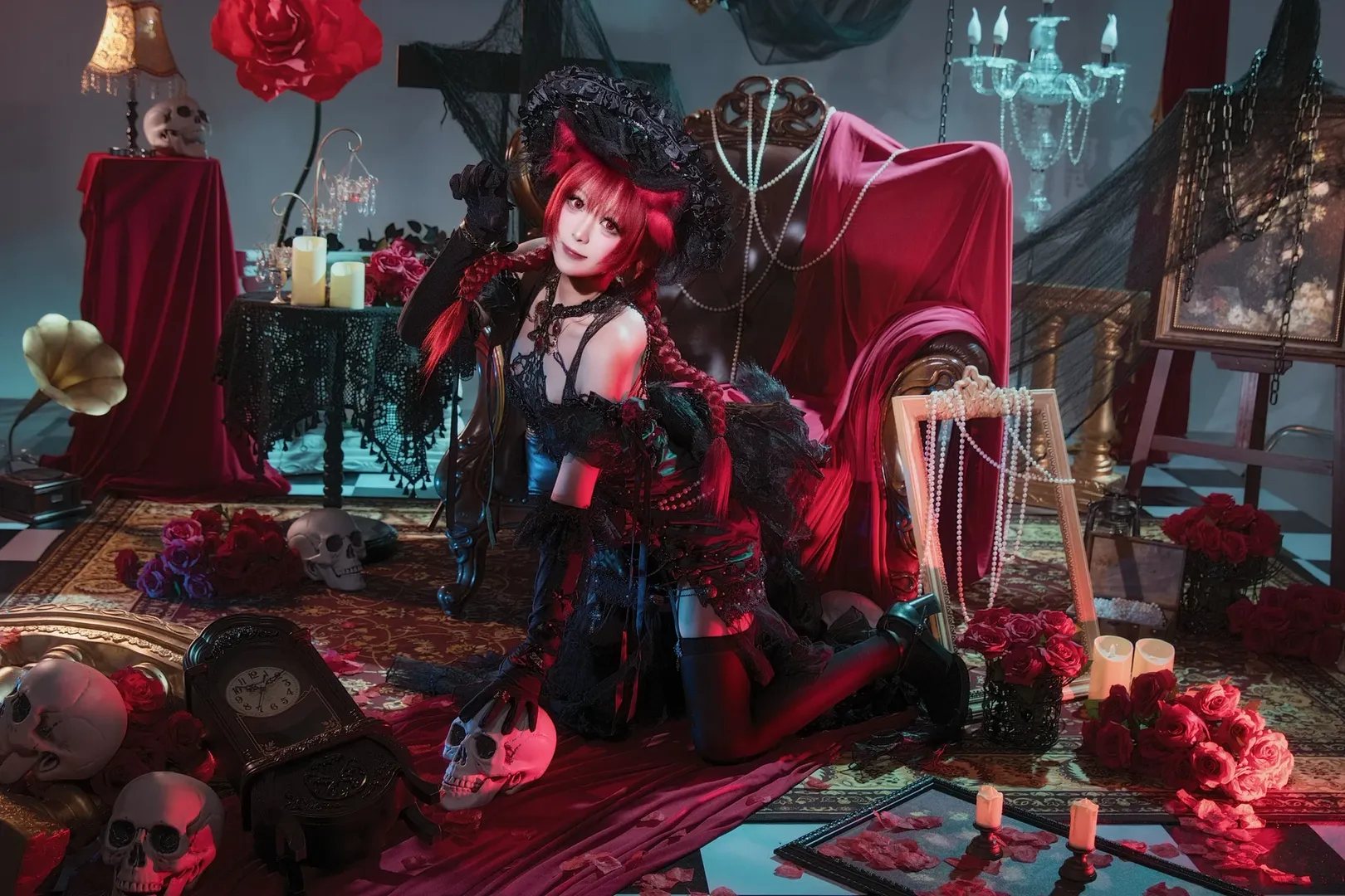 cosplay, 东方project, 哥特风, 火焰猫燐cos, 黑丝 - 第4张