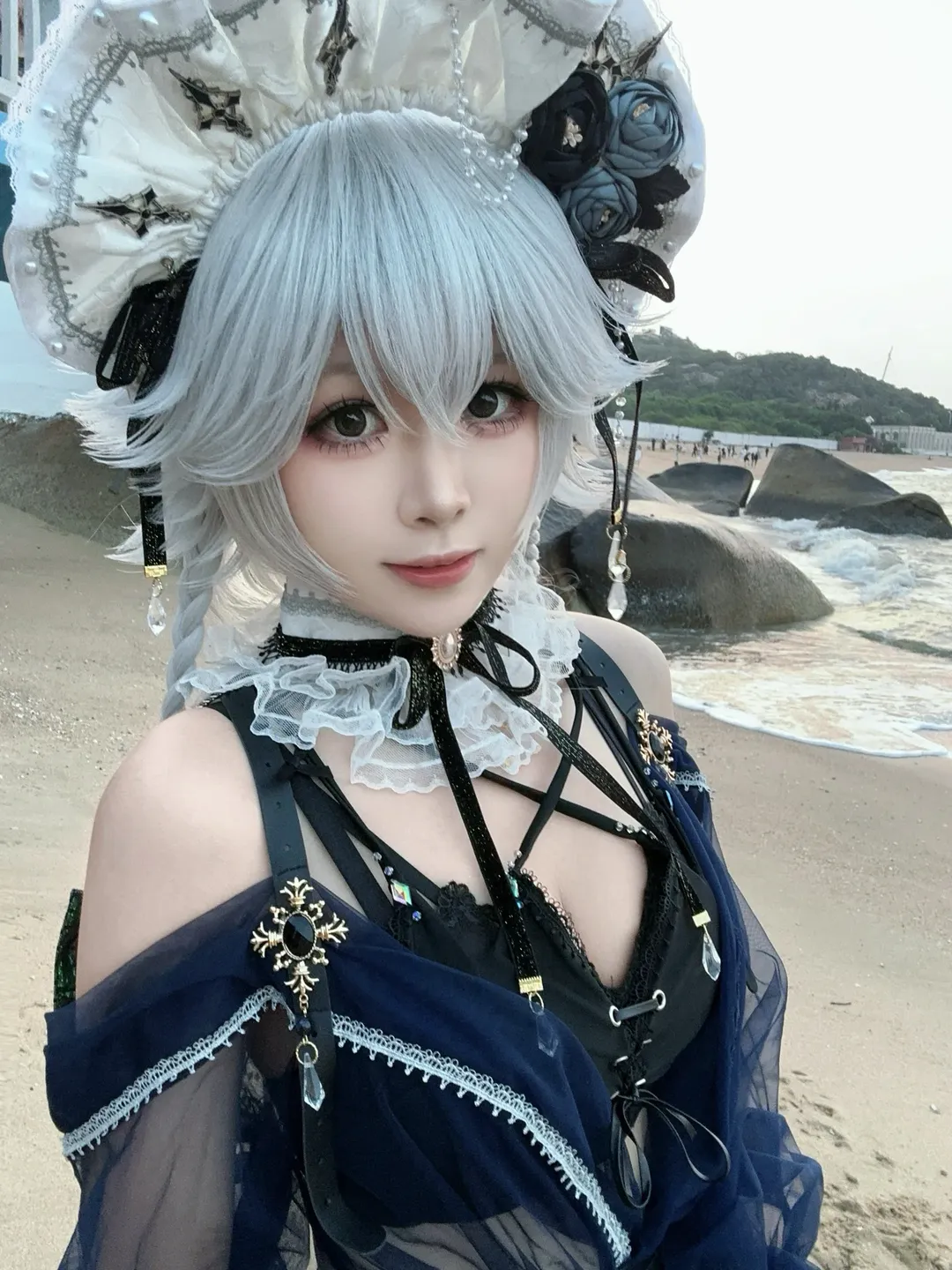 东方project, 泳装cos, 十六夜咲夜cos, 丝袜, 海边 - 第4张