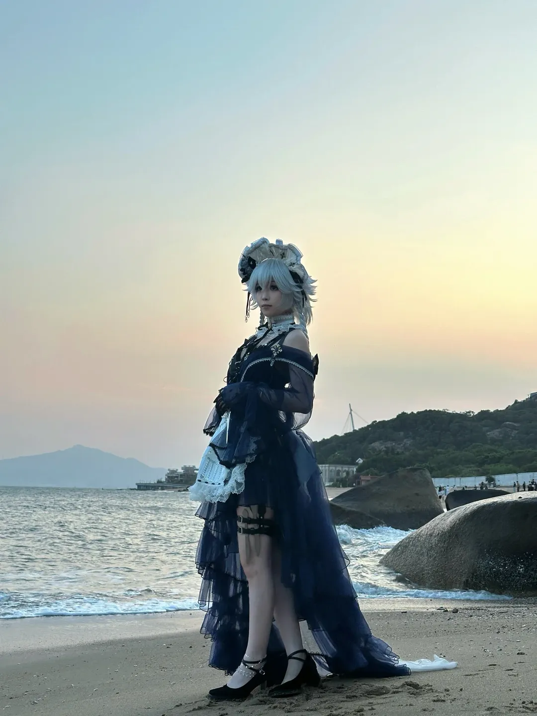 东方project, 泳装cos, 十六夜咲夜cos, 丝袜, 海边 - 第6张